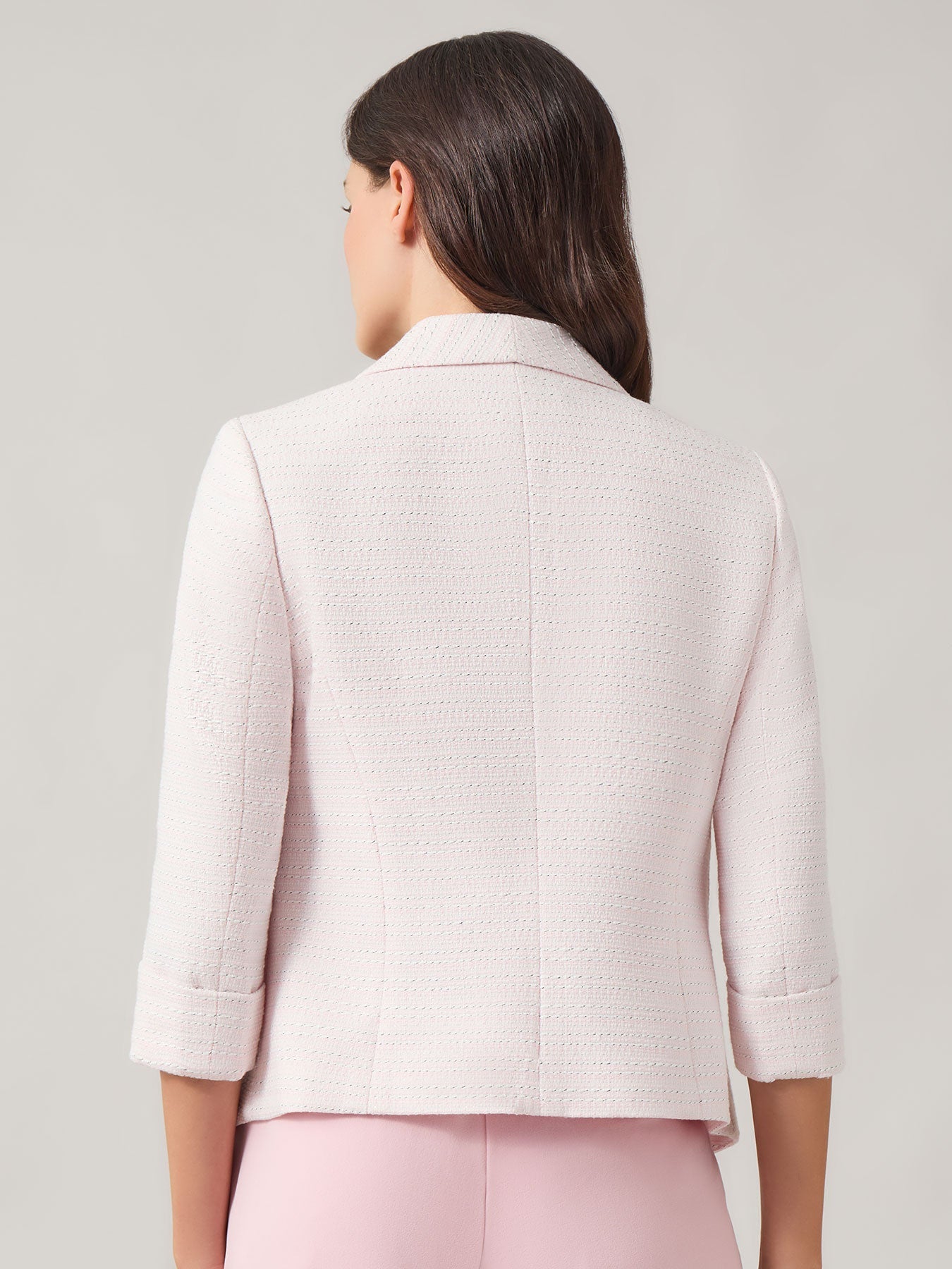 Open Front Shawl Collar Jacket, Tweed