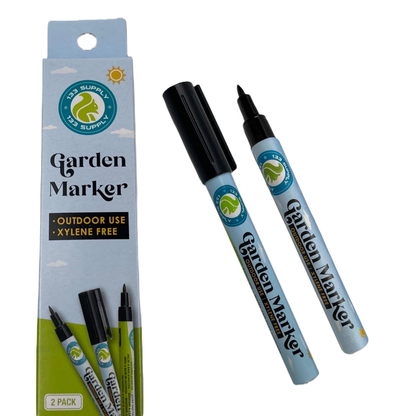 133 SUPPLY - 2 Pack Garden Marker Pen Permanent Markers Black (UV Fade Resistant Marker Pens for Plant Markers Garden Markers Waterproof Pen Black Markers Outdoor Marker for Garden Plant Labels 0.8mm) - The One Stop Deals