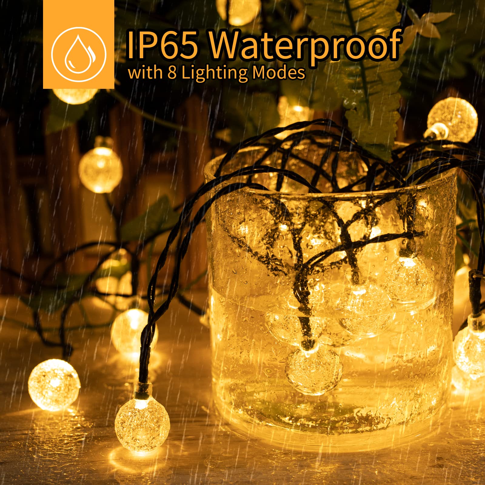 2 - Pack 120 LED 72FT Solar Lights Outdoor Waterproof, Crystal Globe Lights with 8 Lighting Modes, Solar Powered Patio Lights for Garden Yard Porch Wedding Party Decor (Warm White) - The One Stop Deals