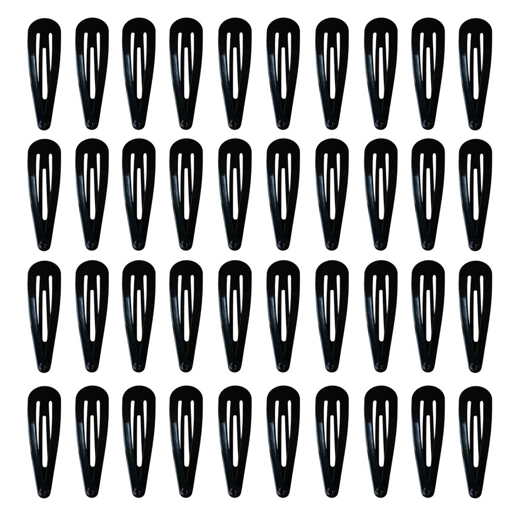 40 Pack Black 2 Inch Barrettes Women Metal Snap Hair Clips Accessories - The One Stop Deals