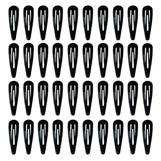 40 Pack Black 2 Inch Barrettes Women Metal Snap Hair Clips Accessories - The One Stop Deals