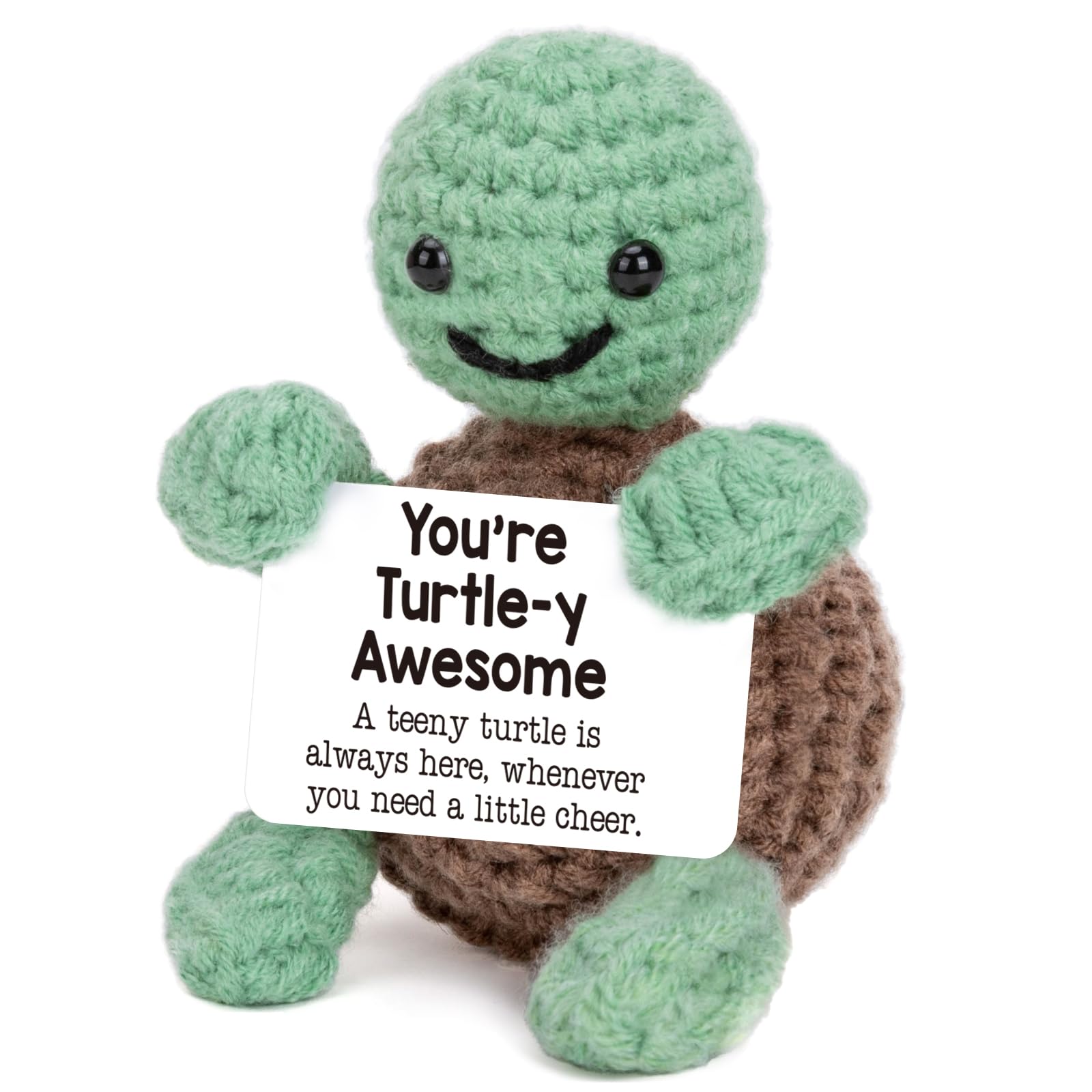 4THFARMES Mini Funny Positive Turtle Gifts, Small Handmade Crochet Animals Cute Stuff, Inspirational Gifts for Women Men Birthday Presents, Emotional Motivational Turtle Decor - The One Stop Deals