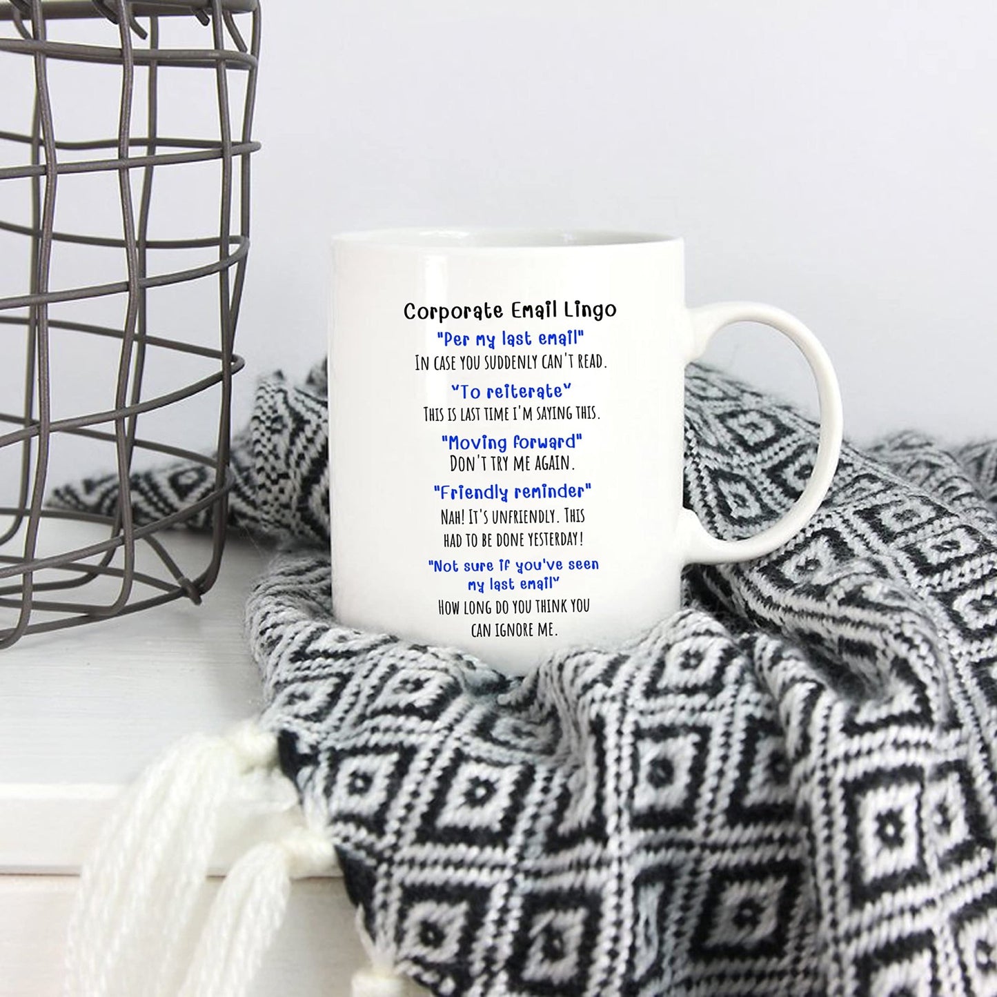 5Aup Funny Corporate Email Lingo Coffee Mug 11 Oz, Best Office Gag Gifts for Employee Colleague Coworker - The One Stop Deals