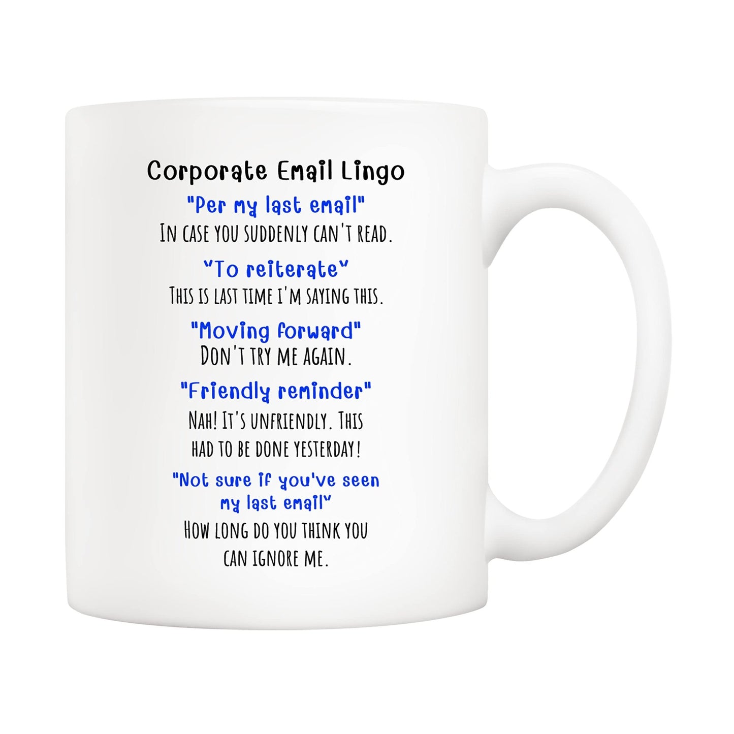 5Aup Funny Corporate Email Lingo Coffee Mug 11 Oz, Best Office Gag Gifts for Employee Colleague Coworker - The One Stop Deals