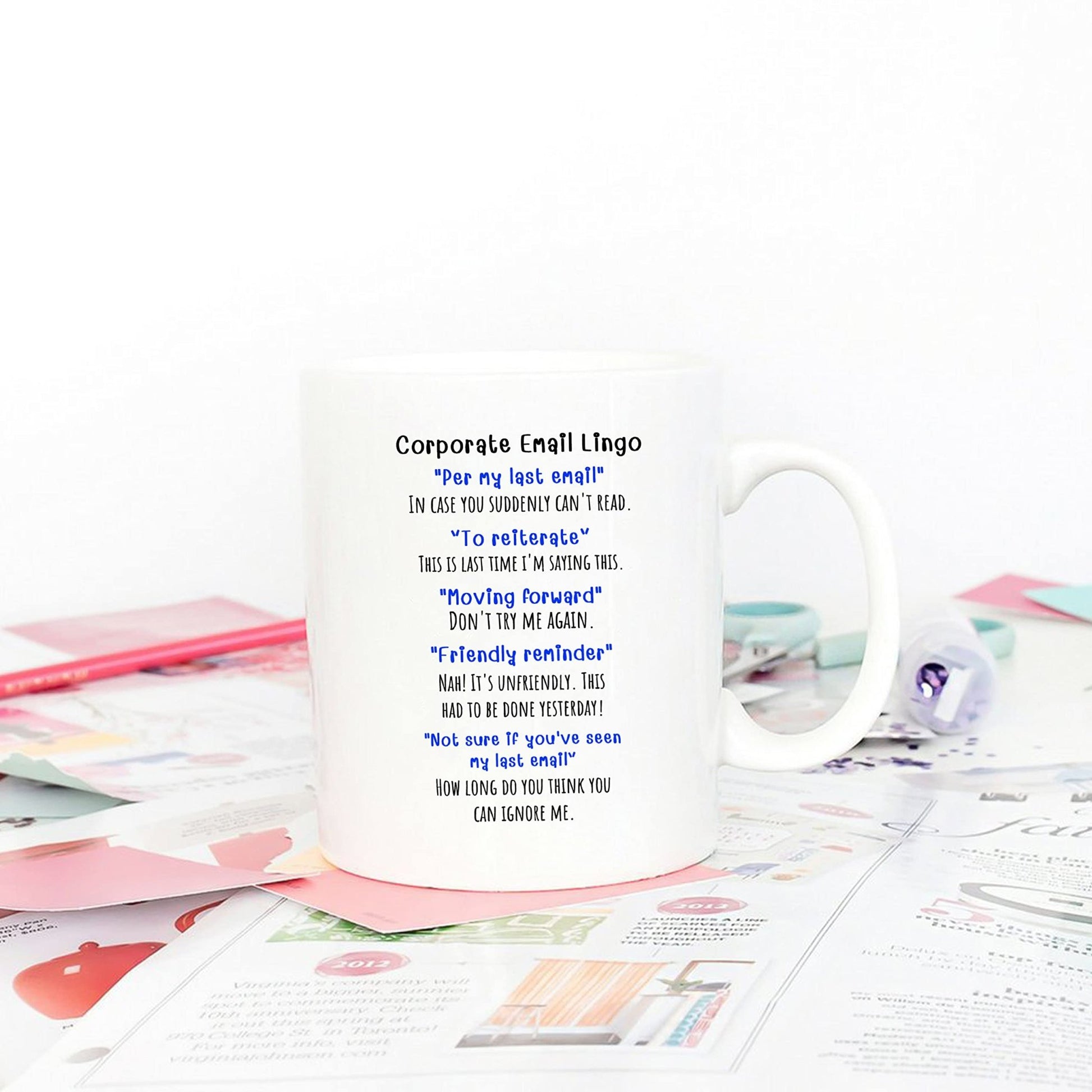 5Aup Funny Corporate Email Lingo Coffee Mug 11 Oz, Best Office Gag Gifts for Employee Colleague Coworker - The One Stop Deals