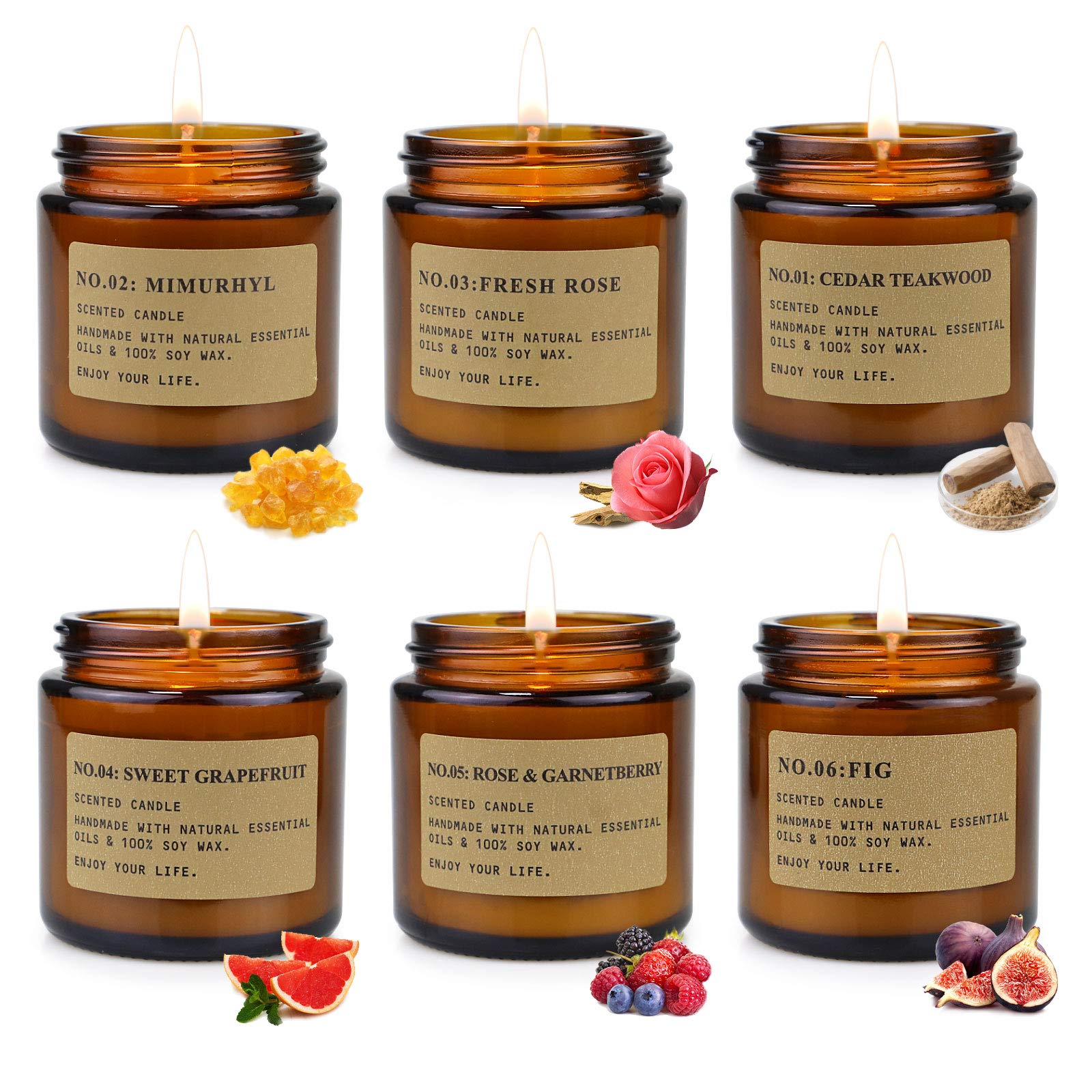 6 Pack Candles for Home Scented Aromatherapy Candle Gift Set for Women Soy Wax Long Lasting Amber Jar Candles Gift for Birthday Mother's Thanksgiving Day Present - The One Stop Deals