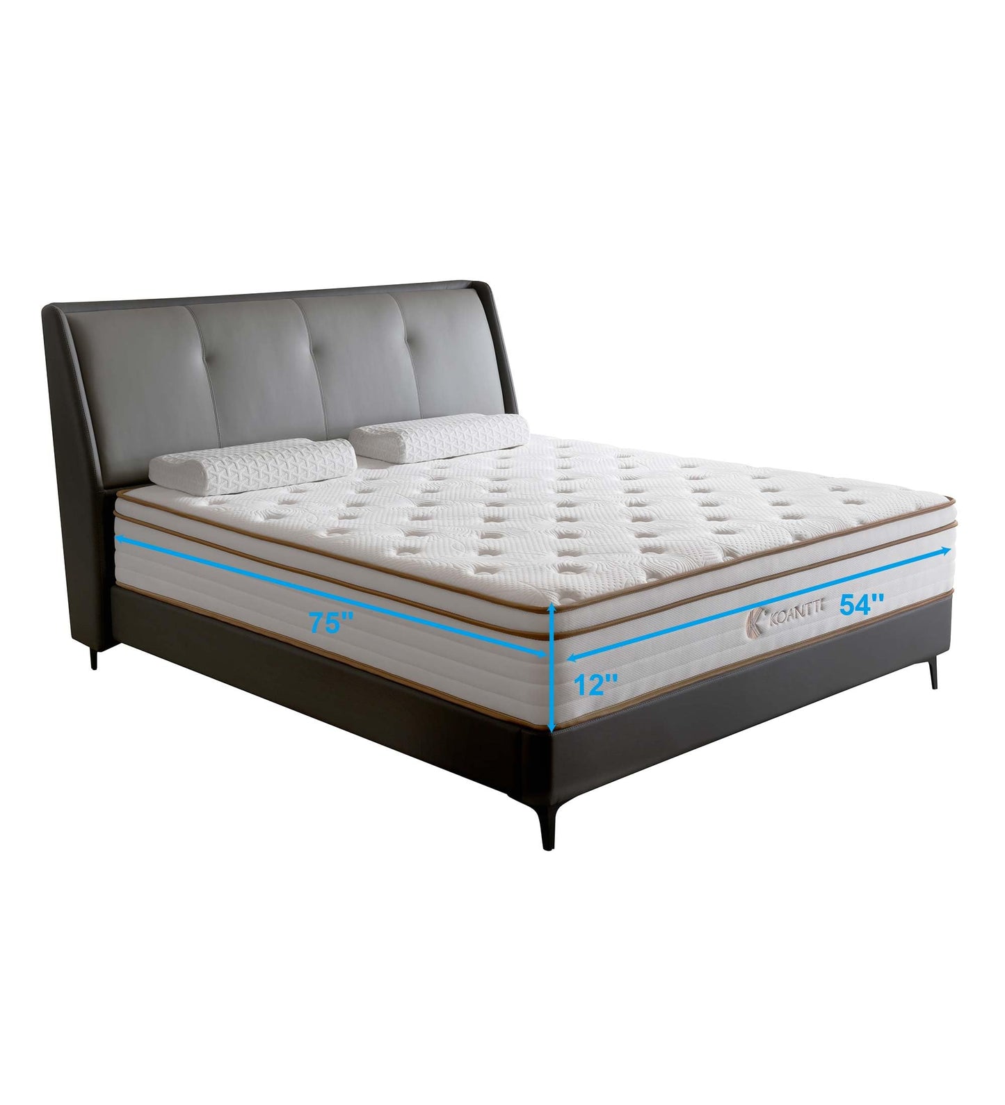 KOANTTI Full Size Mattress,Hybrid 12 Inch Full Mattress in a Box,Memory Foam & Individually Pocket Spring for Pain Relief,Medium Firm Full Mattresses,CertiPUR-US Certified.