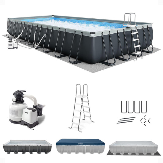 INTEX 26373EH Ultra XTR Deluxe Rectangular Above Ground Swimming Pool Set: 32ft x 16ft x 52in – Includes 2800 GPH Sand Filter Pump – Easy Assembly