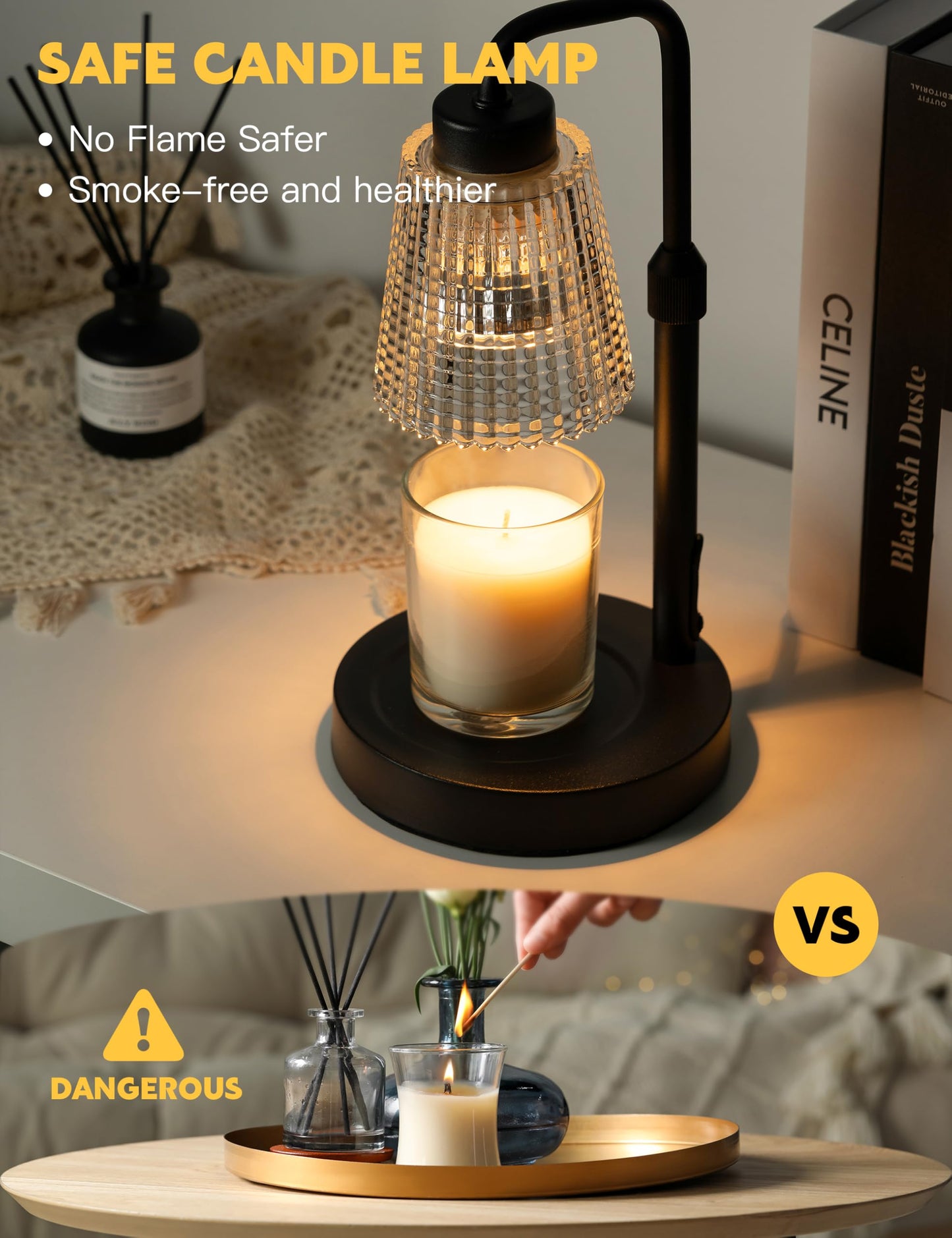 GODONLIF Candle Warmer Lamp with Timer Dimmable, Adjustable Height, House Warming Gifts New Home Room Decor, Birthday Gifts for Women Mom, Wax Warmer Lamp for Jar Candles with 2 Bulbs