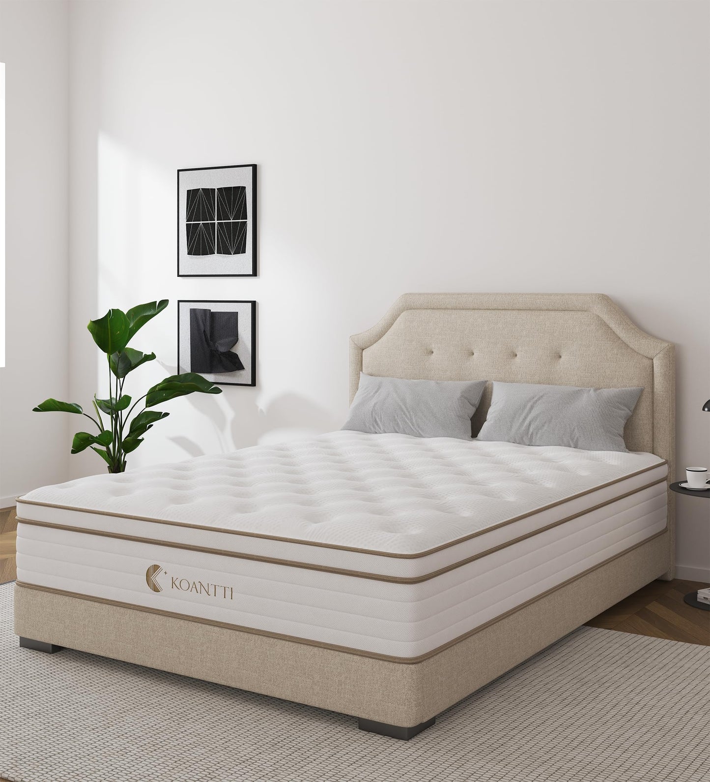 KOANTTI Full Size Mattress,Hybrid 12 Inch Full Mattress in a Box,Memory Foam & Individually Pocket Spring for Pain Relief,Medium Firm Full Mattresses,CertiPUR-US Certified.