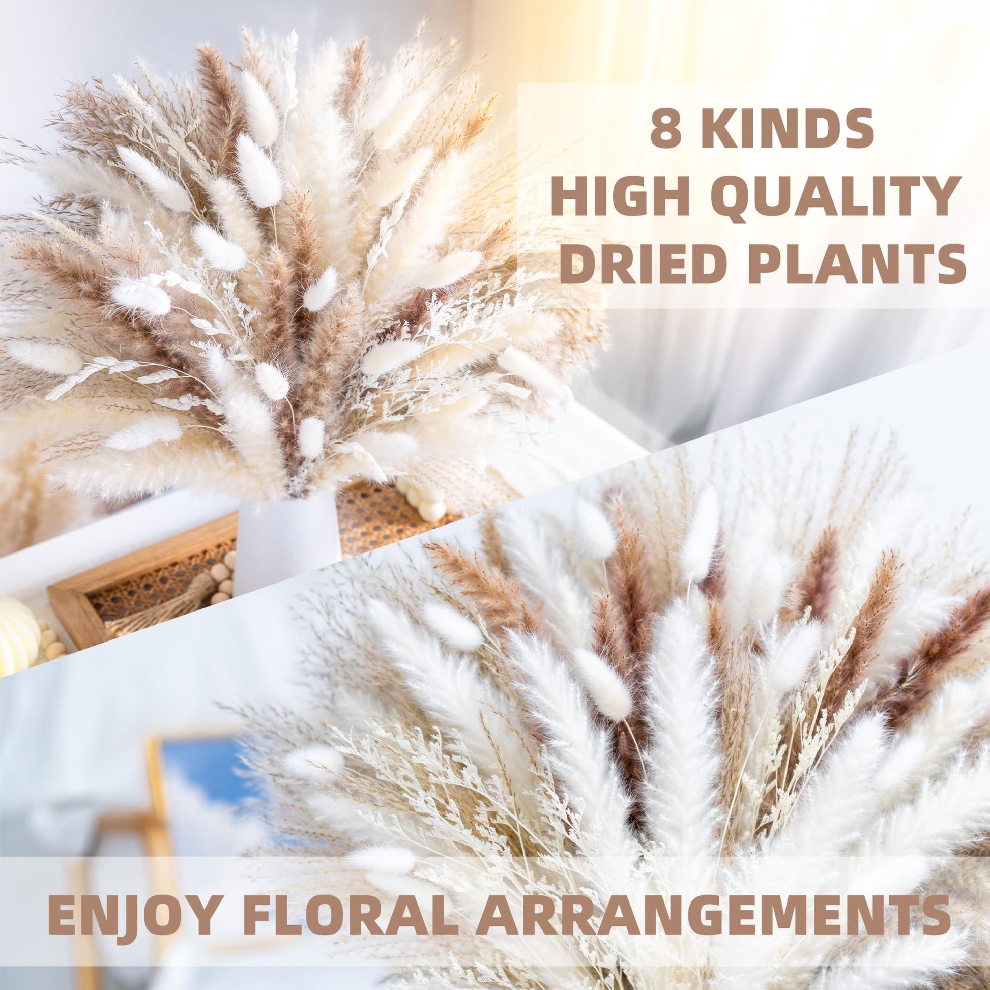 96PCS Natural Dried Pampas Grass Boho Home Decor Bouquet Phragmites Dried Flowers Bouquet for Wedding Floral Arrangements Home Decorations (96PCS) - The One Stop Deals