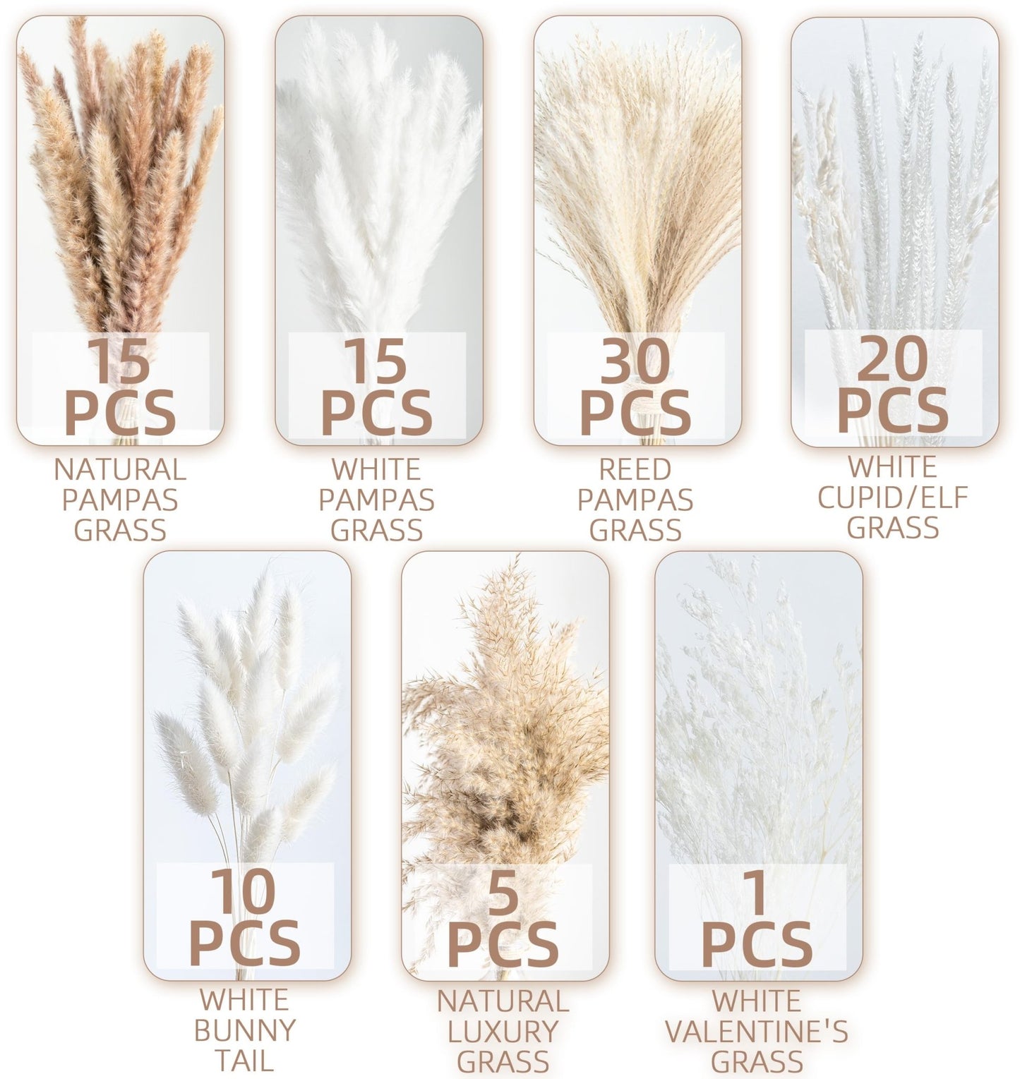 96PCS Natural Dried Pampas Grass Boho Home Decor Bouquet Phragmites Dried Flowers Bouquet for Wedding Floral Arrangements Home Decorations (96PCS) - The One Stop Deals