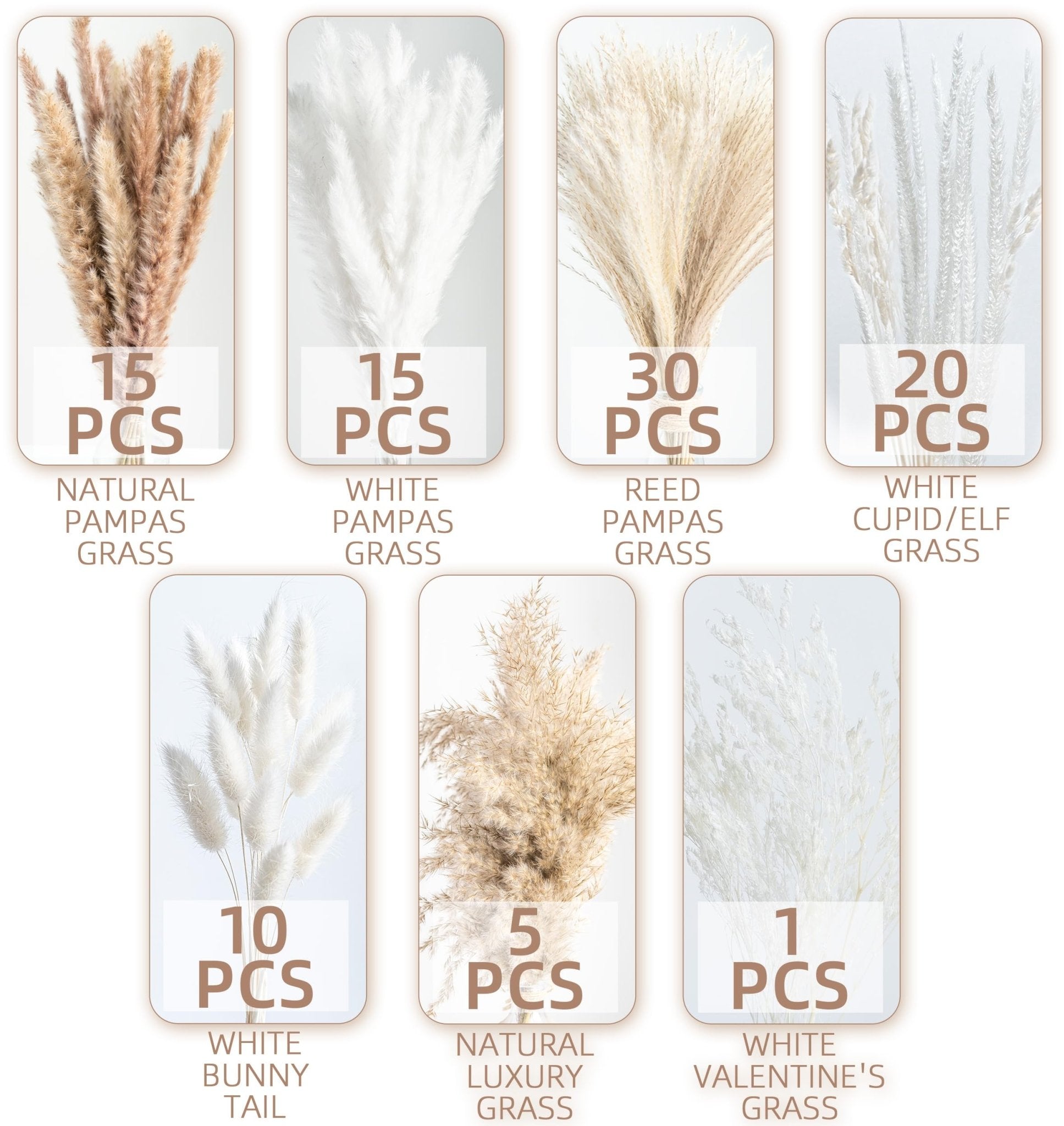 96PCS Natural Dried Pampas Grass Boho Home Decor Bouquet Phragmites Dried Flowers Bouquet for Wedding Floral Arrangements Home Decorations (96PCS) - The One Stop Deals