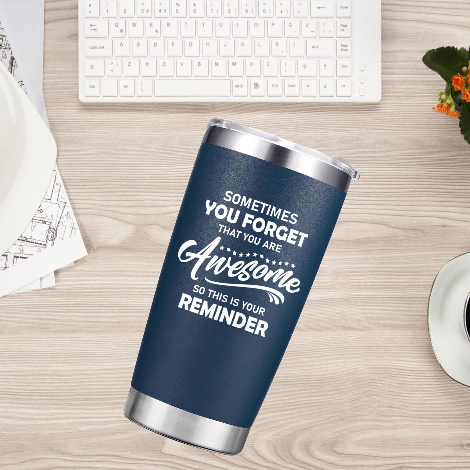 Abledn Christmas Gifts for Men - Sometimes You Forget You're Awesome Inspirational Coffee Mug Cup - Birthday Gifts for Men Dad, Stocking Stuffers White Elephant Gifts - 20 oz Tumbler Navy Blue - The One Stop Deals