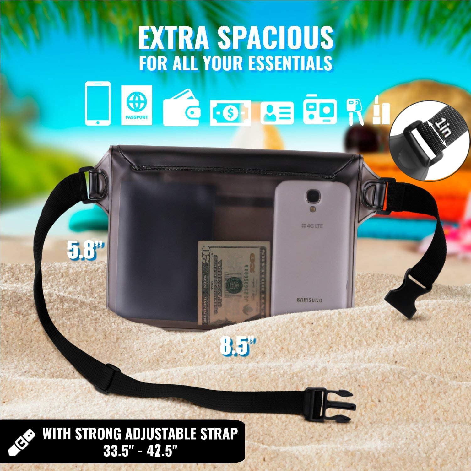 AiRunTech Waterproof Fanny Pack,Waterproof Pouch for Phone Passport Wallet Purse with Waist Strap,Floating Waterproof Bags for Travel Beach Swimming Kayaking Boating Pool Accessories - The One Stop Deals