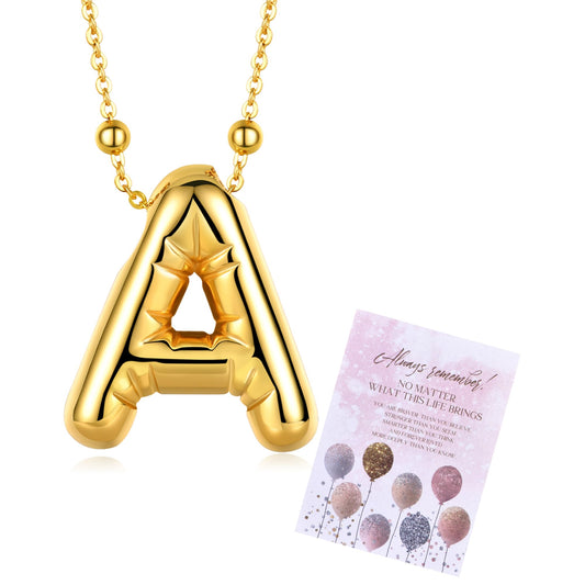 AllenCOCO Bubble Letter Necklace Gold for Women - Chunky 14K Gold Filled Bubble Letter A Necklace Chunky Gold Alphabet Balloon Pendant Necklace for Women Choker Necklace Birthday Gifts - The One Stop Deals