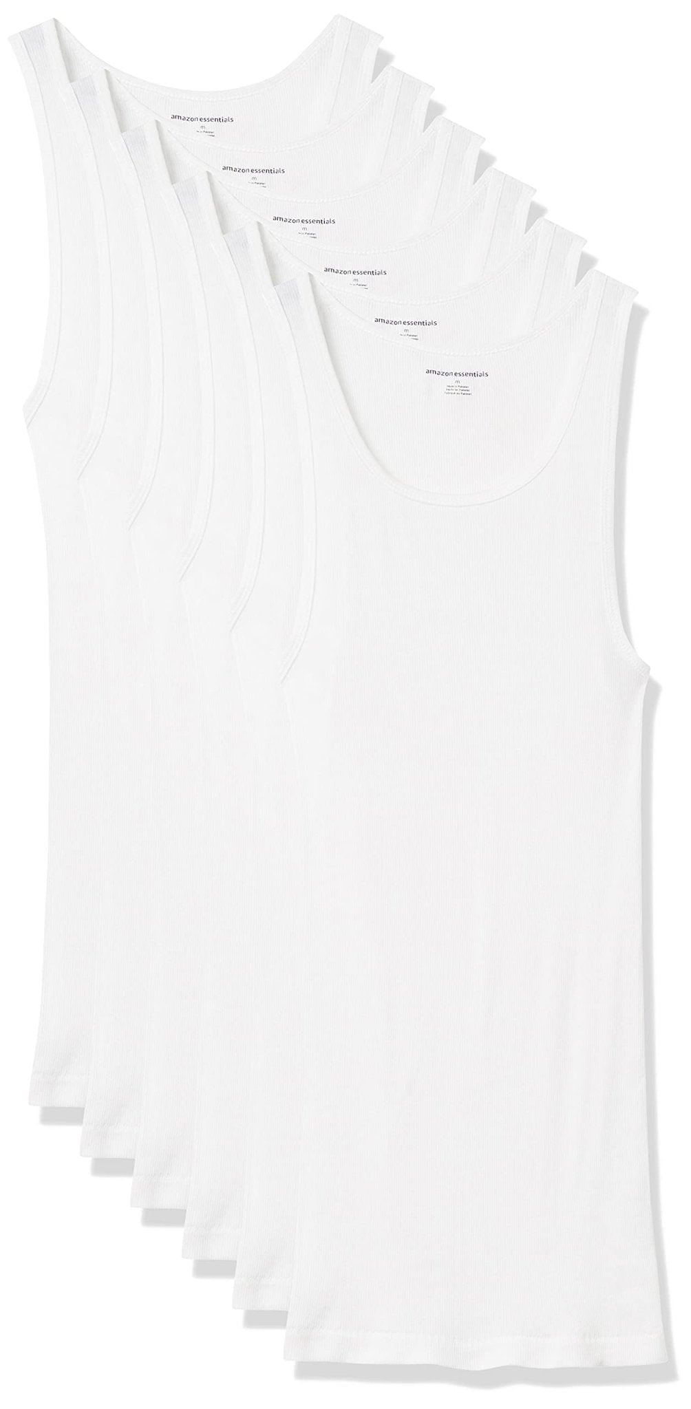 Amazon Essentials Men's Tank Undershirts, Pack of 6, White, Large - The One Stop Deals