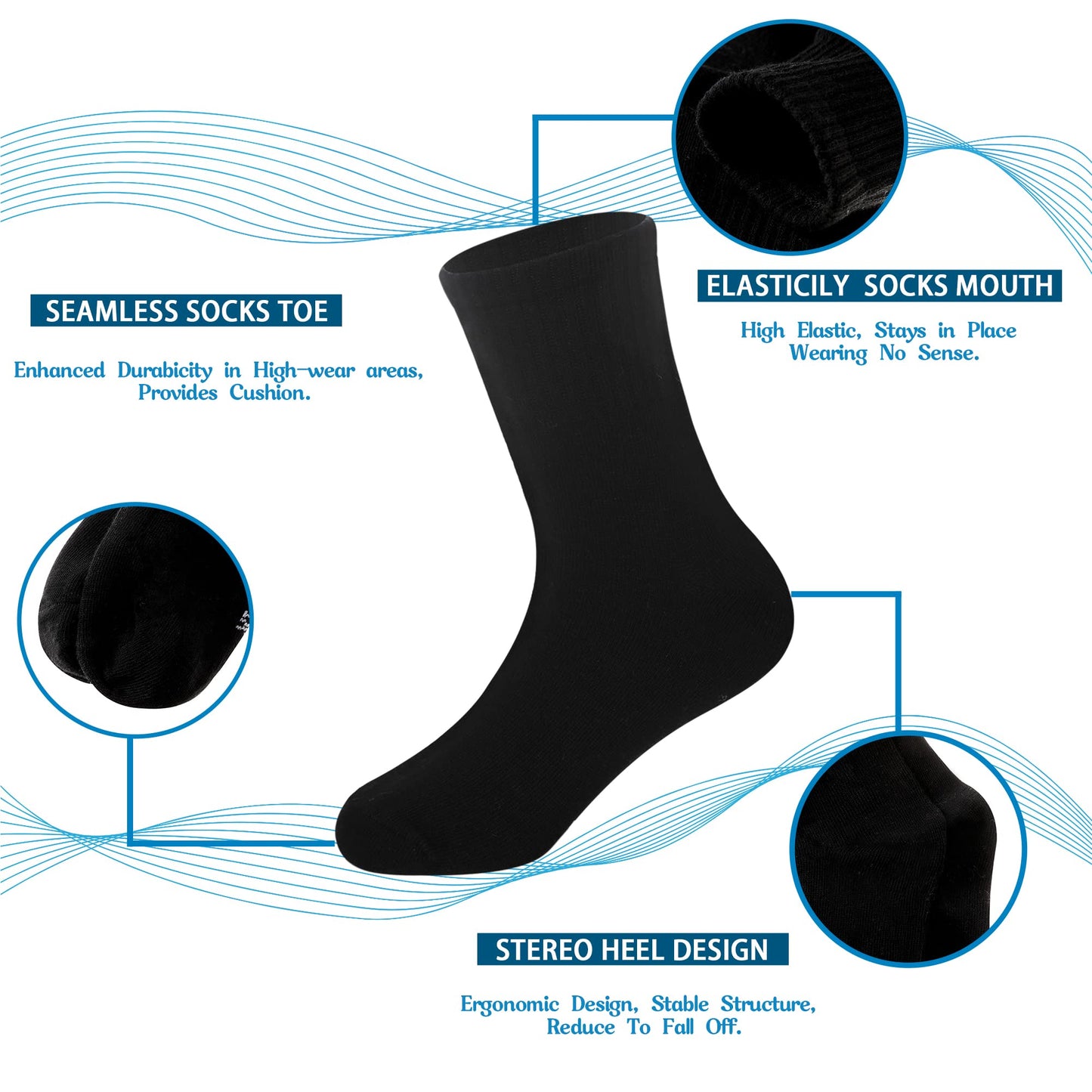 AMENLAN Kids Classics Crew Socks 10 Pairs Child Boy Girls Athletic Cotton Basic School Uniform Breathable Casual Sports Socks (Black+White,13 - 15 Years) - The One Stop Deals