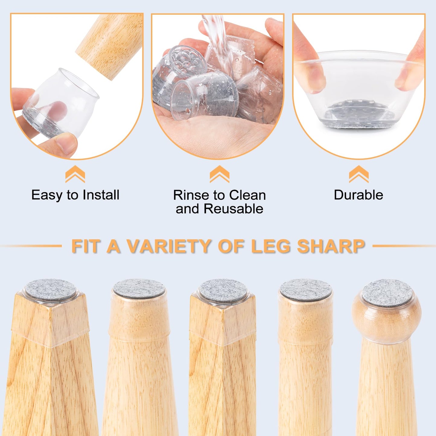 Amrules 36Pcs Chair Leg Floor Protectors for Hardwood Floors, Silicone Chair Feet Caps to Protect Tile Floors, Felt Pads Furniture Leg Covers from Scratches and Noise (Clear, Large Fit: 1.3''–2'') - The One Stop Deals