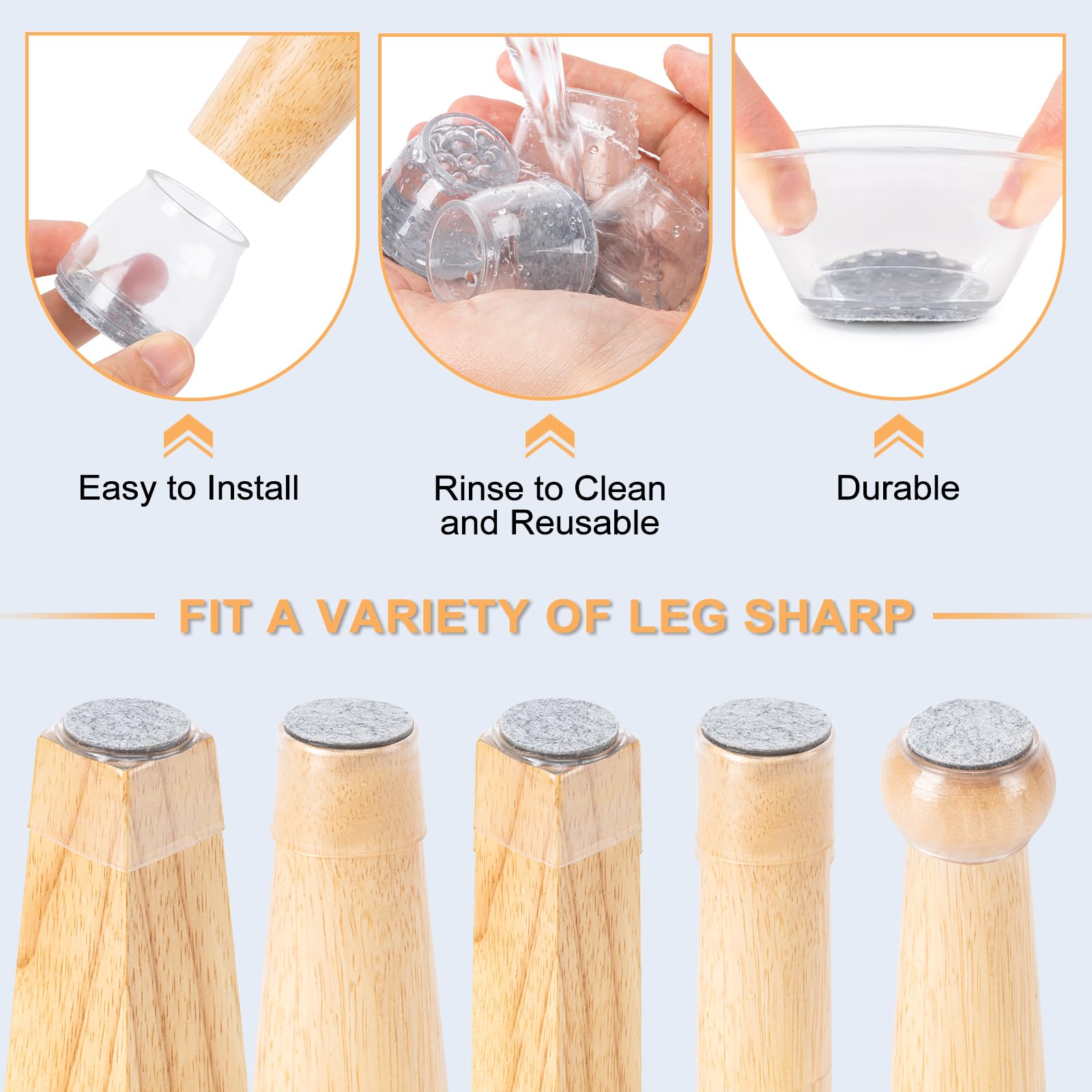 Amrules 36Pcs Chair Leg Floor Protectors for Hardwood Floors, Silicone Chair Feet Caps to Protect Tile Floors, Felt Pads Furniture Leg Covers from Scratches and Noise (Clear, Large Fit: 1.3''–2'') - The One Stop Deals