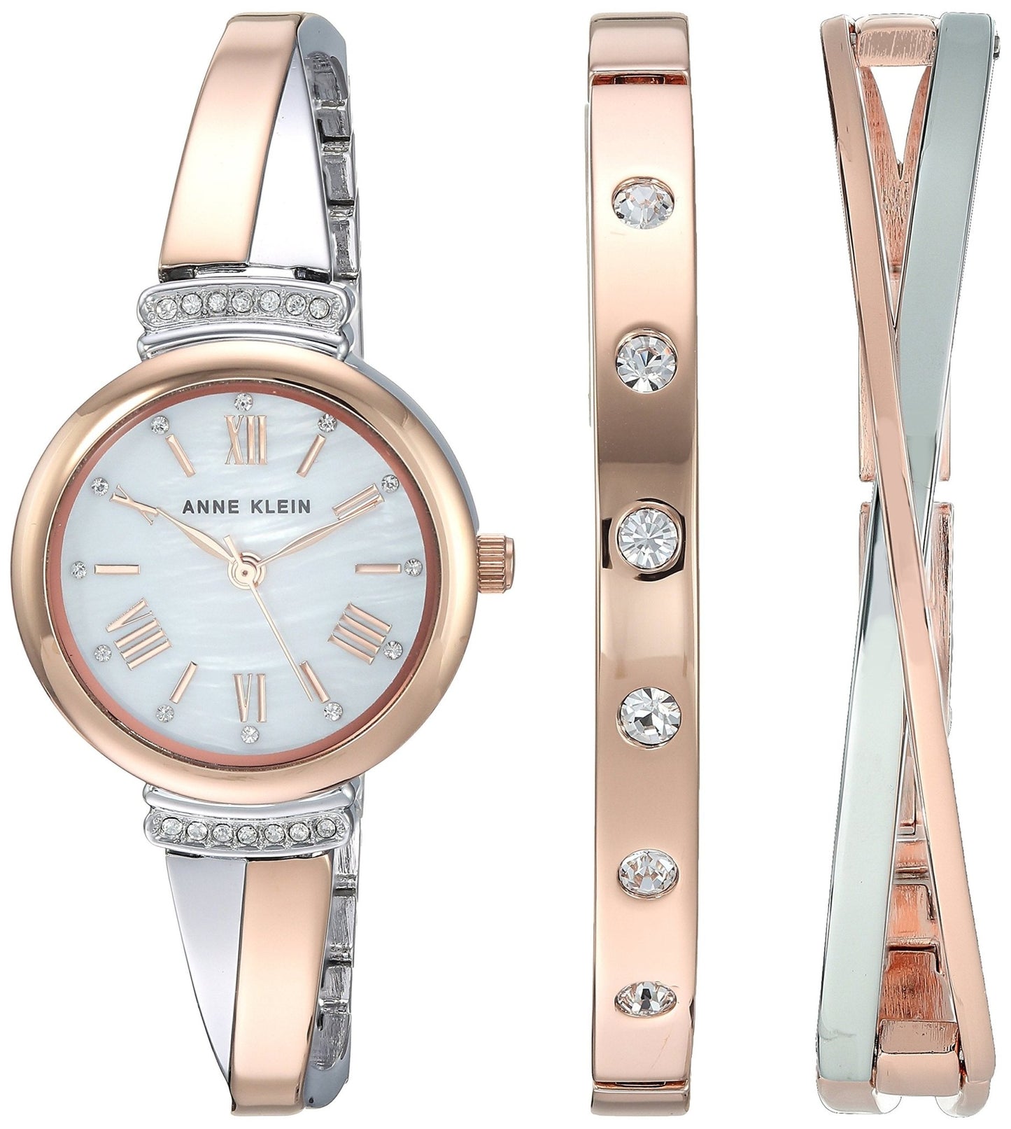 Anne Klein Women's Premium Crystal Accented Bangle Watch Set, AK/2245 - The One Stop Deals