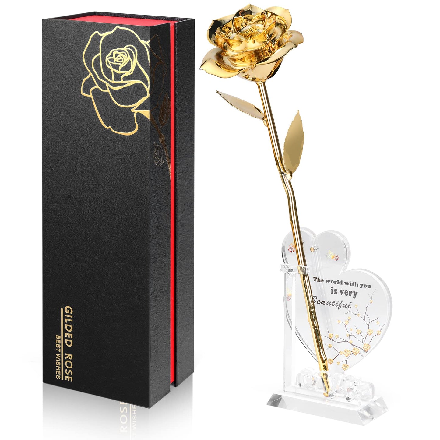 Anthonic Gold Dipped Rose Real 24K Gold Rose, Genuine One of a Kind Rose Hand Dipped in 24K Golden Roses Romantic Gifts for Women in Her Birthday Anniversary Day Mothers Day - The One Stop Deals