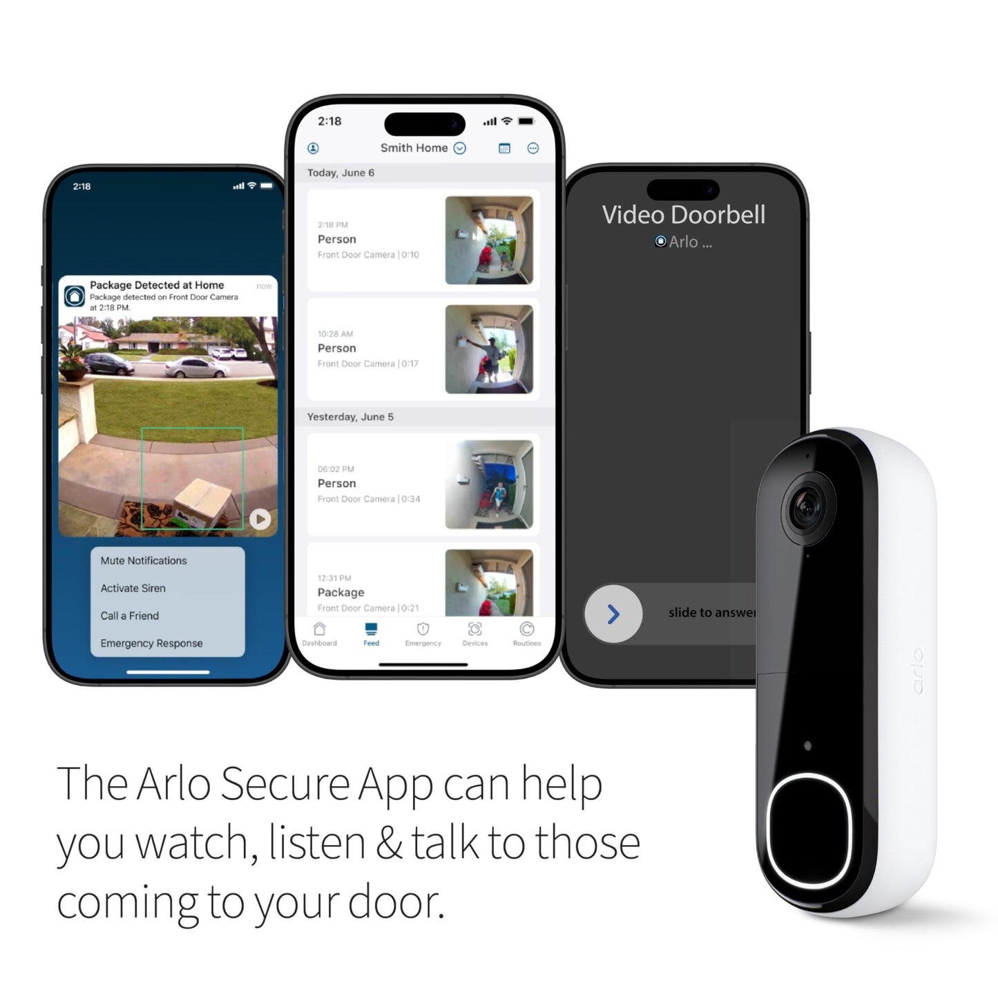 Arlo Video Doorbell 2K | 2nd Gen | Wire - Free/Wired Option, 2 - Way Audio, Night Vision, Head to Toe Video View, Integrated Siren | Live Stream | Real Time Notifications |180 Deg Wide View, White - The One Stop Deals