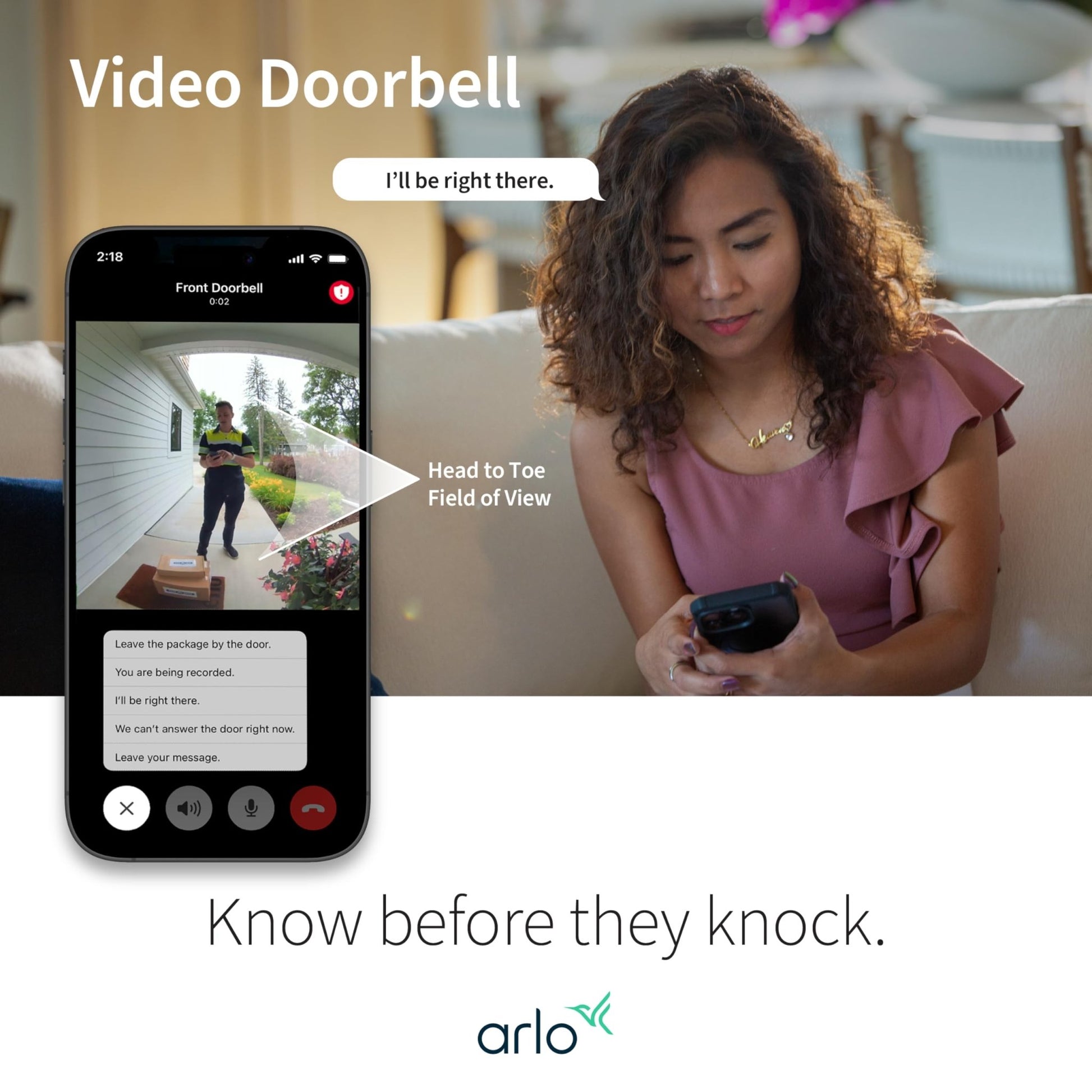 Arlo Video Doorbell 2K | 2nd Gen | Wire - Free/Wired Option, 2 - Way Audio, Night Vision, Head to Toe Video View, Integrated Siren | Live Stream | Real Time Notifications |180 Deg Wide View, White - The One Stop Deals