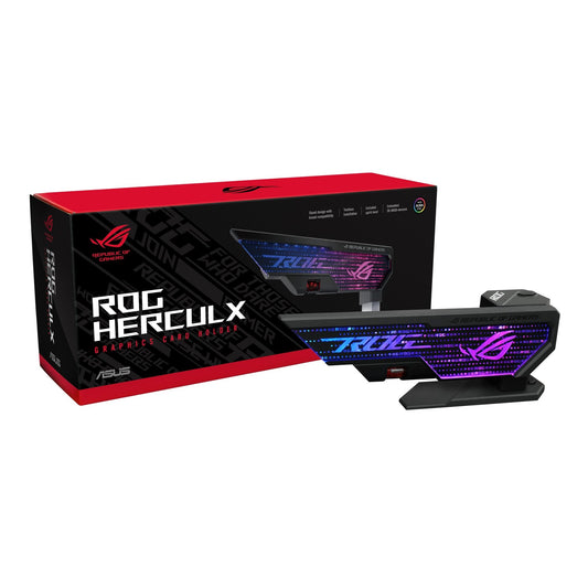 ASUS ROG Herculx Graphics Card Anti - Sag Holder Bracket (Solid Zinc Alloy Construction, Easy Toolless Installation, Included Spirit Level, Adjustable Height, Wide Compatibility, Aura Sync RGB) - The One Stop Deals