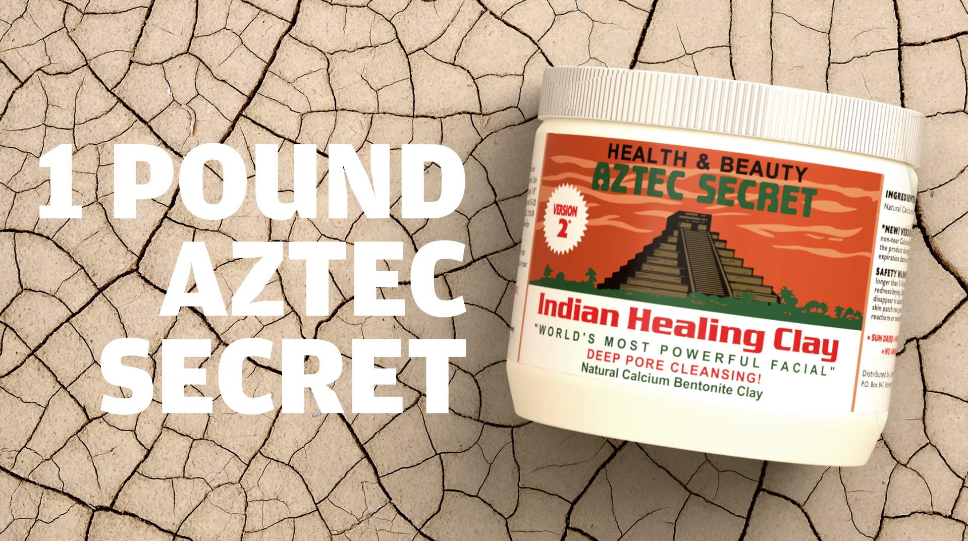 Aztec Secret Aztec Clay Premium Mask Set by Etana Beauty – All - In - One Kit Includes 1lb Indian Healing Clay, 16oz Bragg's Apple Cider Vinegar, Natural Bamboo Bowl, Stir, Scoop, Brush & Tote - The One Stop Deals