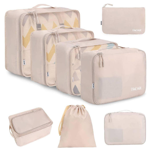 BAGAIL 8 Set Packing Cubes Luggage Packing Organizers for Travel Accessories - Cream - The One Stop Deals