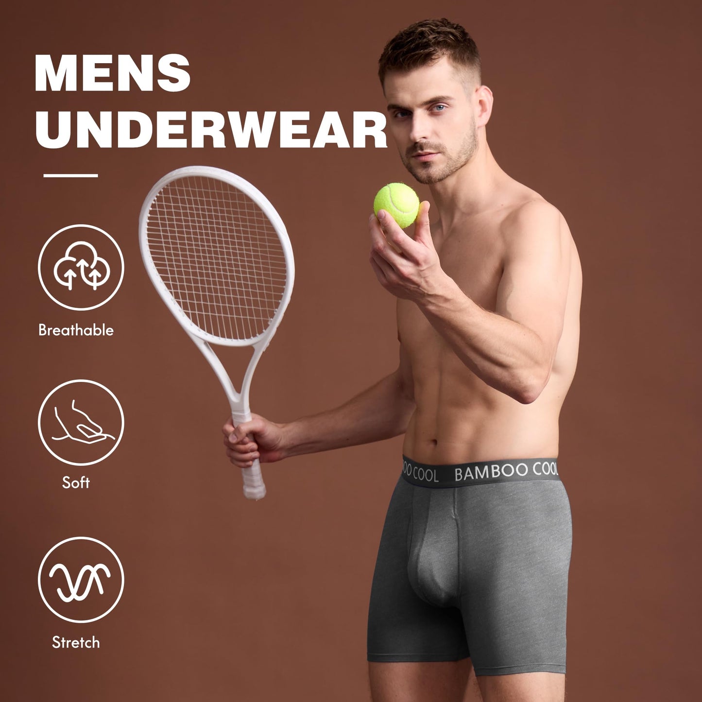 BAMBOO COOL Men's Ultra ComfortSoft Underwear, Moisture Wicking & Breathable No Ride Up Boxer Briefs with Fly, Multipack - The One Stop Deals