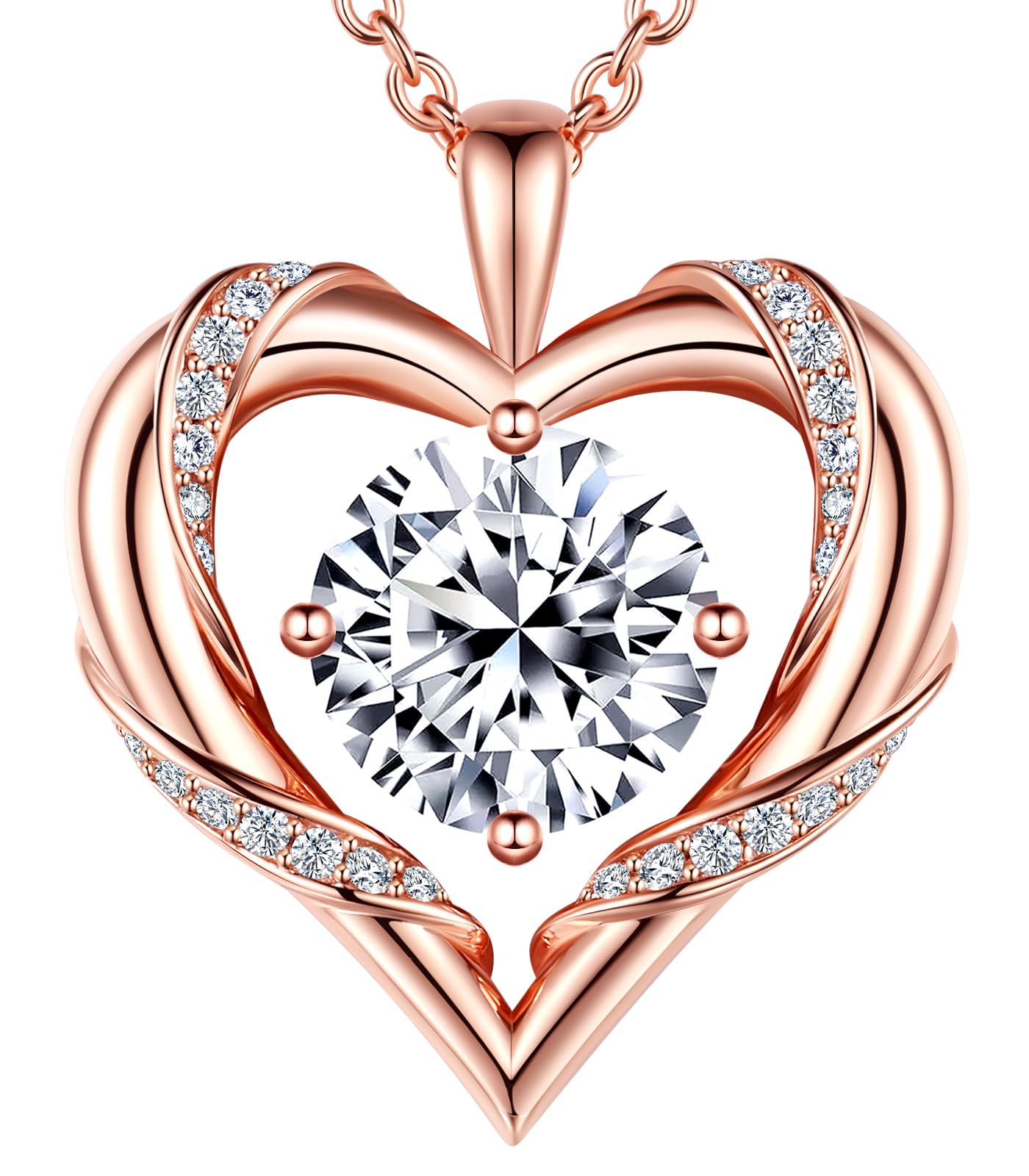 Beam & Bask 2 Ct Moissanite Heart Necklace for Women, 18K Rose Gold Plated Romantic Pendant for Anniversary Birthday, 925 Sterling Silver Jewelry for Wife Girlfriend Mom Her - The One Stop Deals