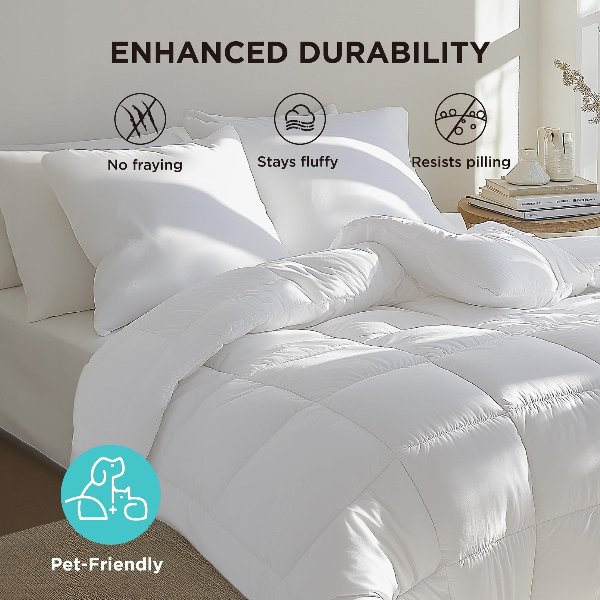 Bedsure Comforter Duvet Insert - Quilted Comforters Queen Size, All Season Duvet, GentleSoft™ Down Alternative Bedding, with 8 Tabs, Gifts for Women/Men, White, Queen 88 x 88 Inches - The One Stop Deals