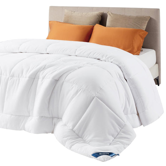 Bedsure Comforter Duvet Insert - Quilted Comforters Queen Size, All Season Duvet, GentleSoft™ Down Alternative Bedding, with 8 Tabs, Gifts for Women/Men, White, Queen 88 x 88 Inches - The One Stop Deals