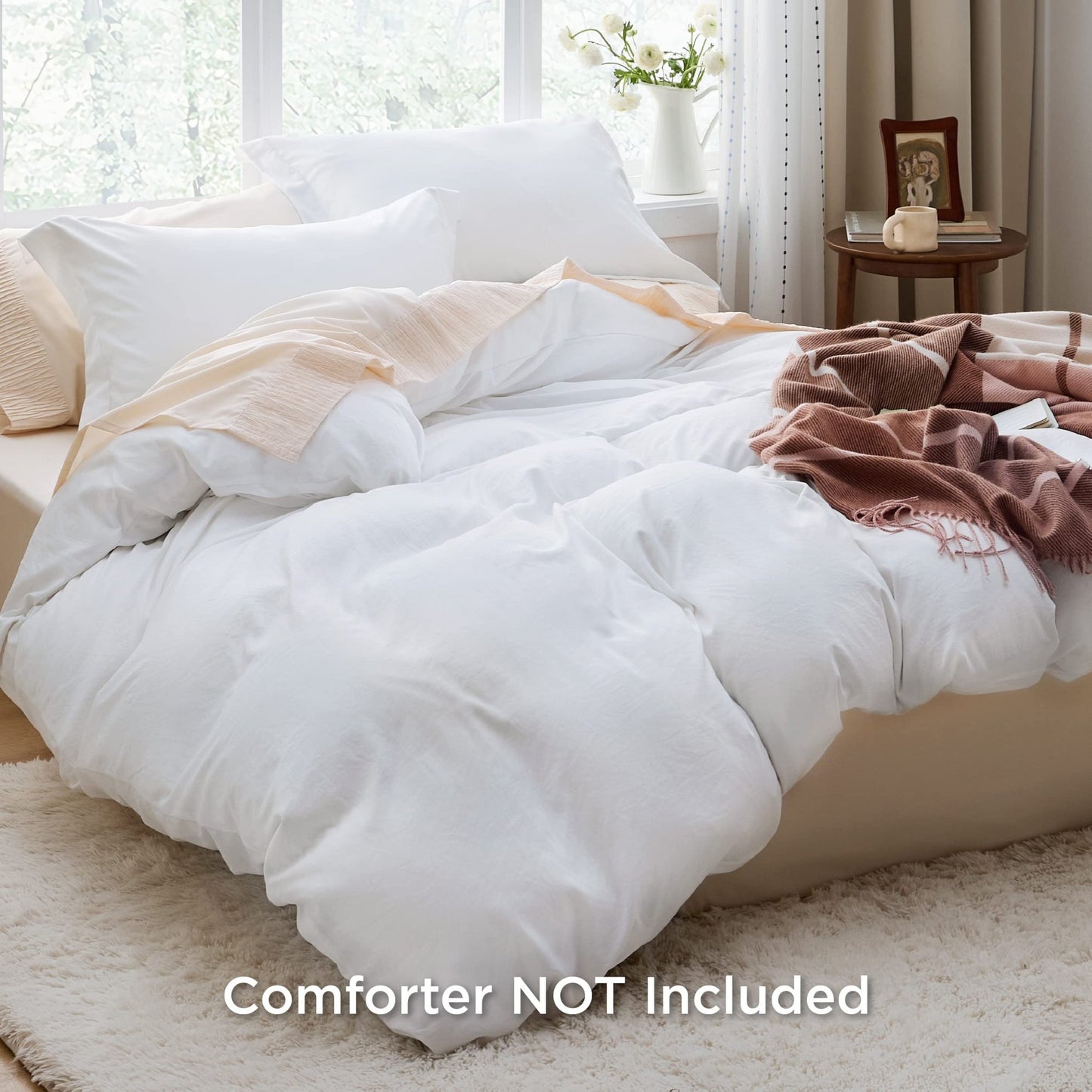 Bedsure White Duvet Cover Queen Size - 3 Pieces Prewashed Extra Soft Bedding Set, Includes 1 Duvet Cover 90x90 Inches with Zipper Closure & 2 Pillow Shams, Comforter Not Included - The One Stop Deals