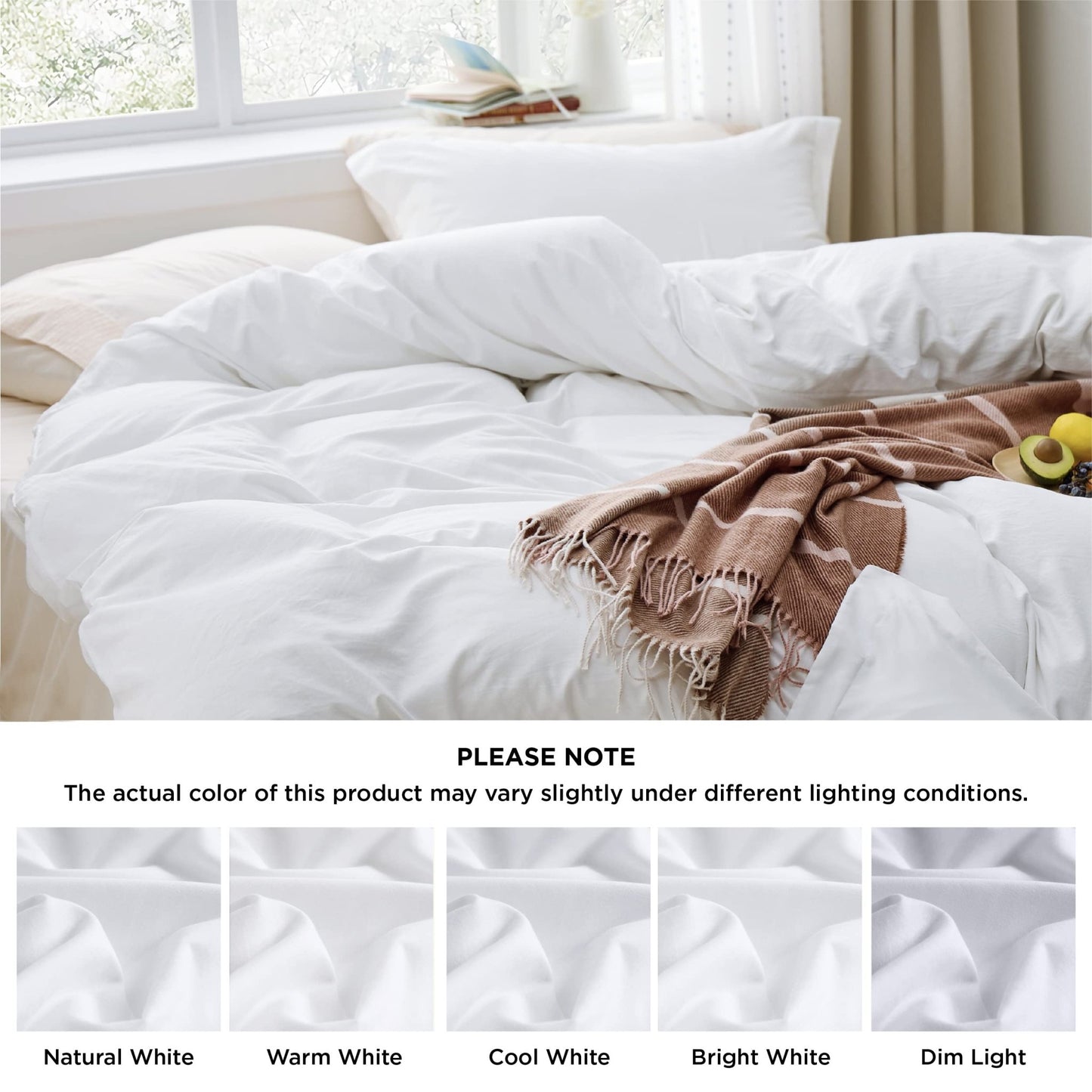 Bedsure White Duvet Cover Queen Size - 3 Pieces Prewashed Extra Soft Bedding Set, Includes 1 Duvet Cover 90x90 Inches with Zipper Closure & 2 Pillow Shams, Comforter Not Included - The One Stop Deals