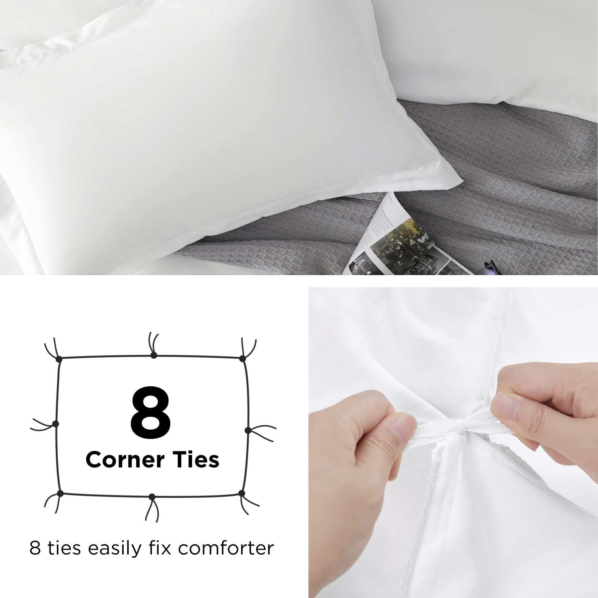 Bedsure White Duvet Cover Queen Size - Soft Double Brushed Bedding Set for Kids & Adults, Zipper Closure, 3 Pieces, Includes 1 Duvet Cover (90"x90") & 2 Pillow Shams, NO Comforter - The One Stop Deals