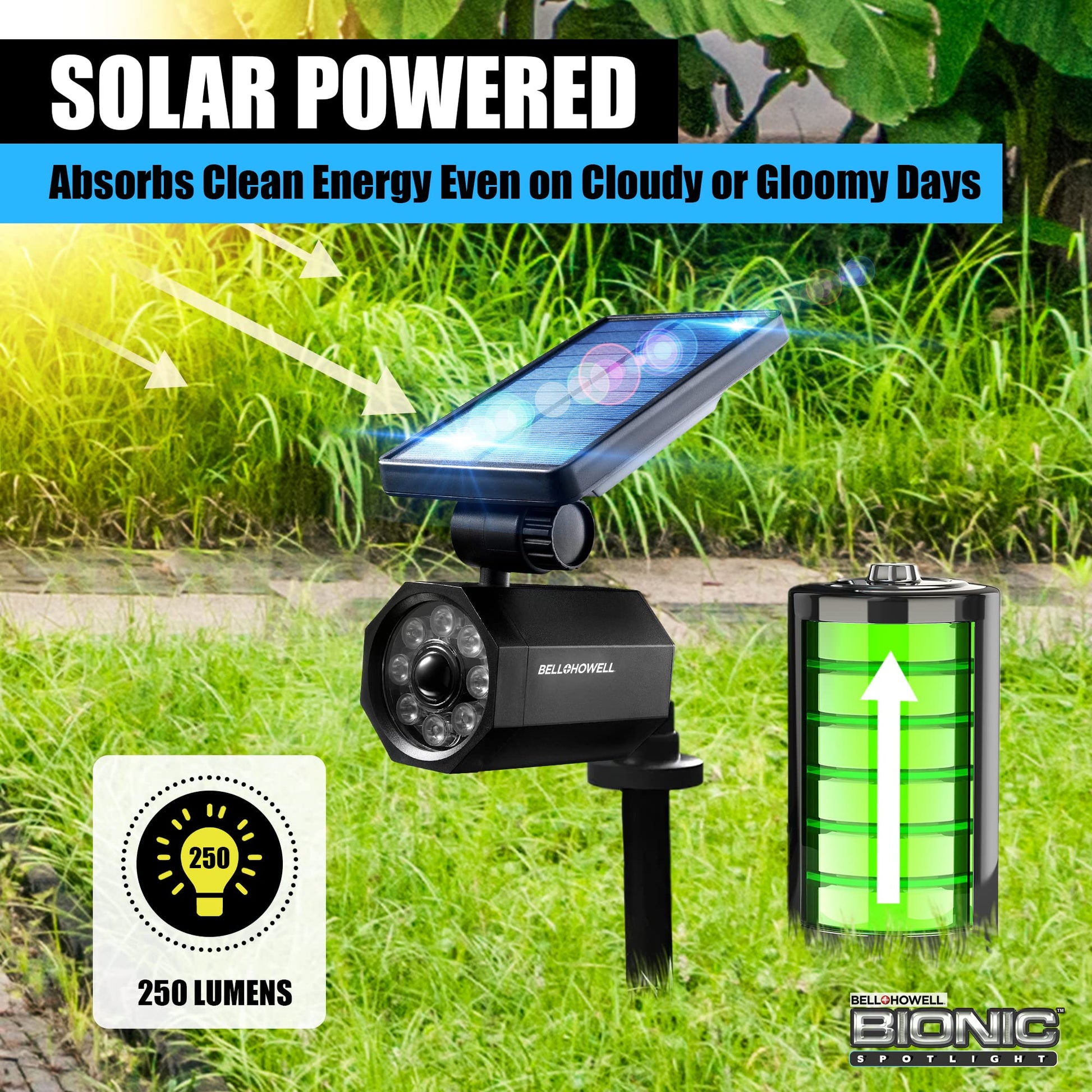 Bell+Howell Bionic Spotlight Motion Solar Spot Lights Outdoor Waterproof, Solar Landscape Lights, Outdoor Solar Yard Lights Weather Resistant, Super Bright LED Lights, for Garden, Lawn As Seen On TV - The One Stop Deals