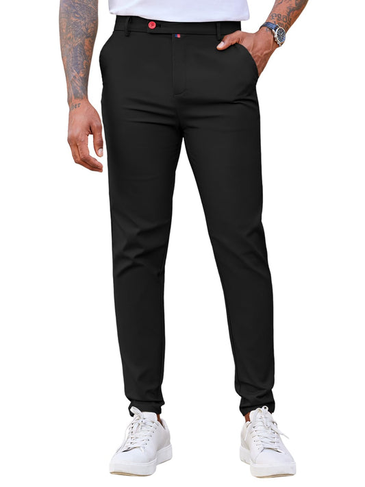 Beotyshow Men's Dress Pants Slim Fit Casual Trendy 2025 Formal Skinny Athletic Stretch Business Pant Black - The One Stop Deals