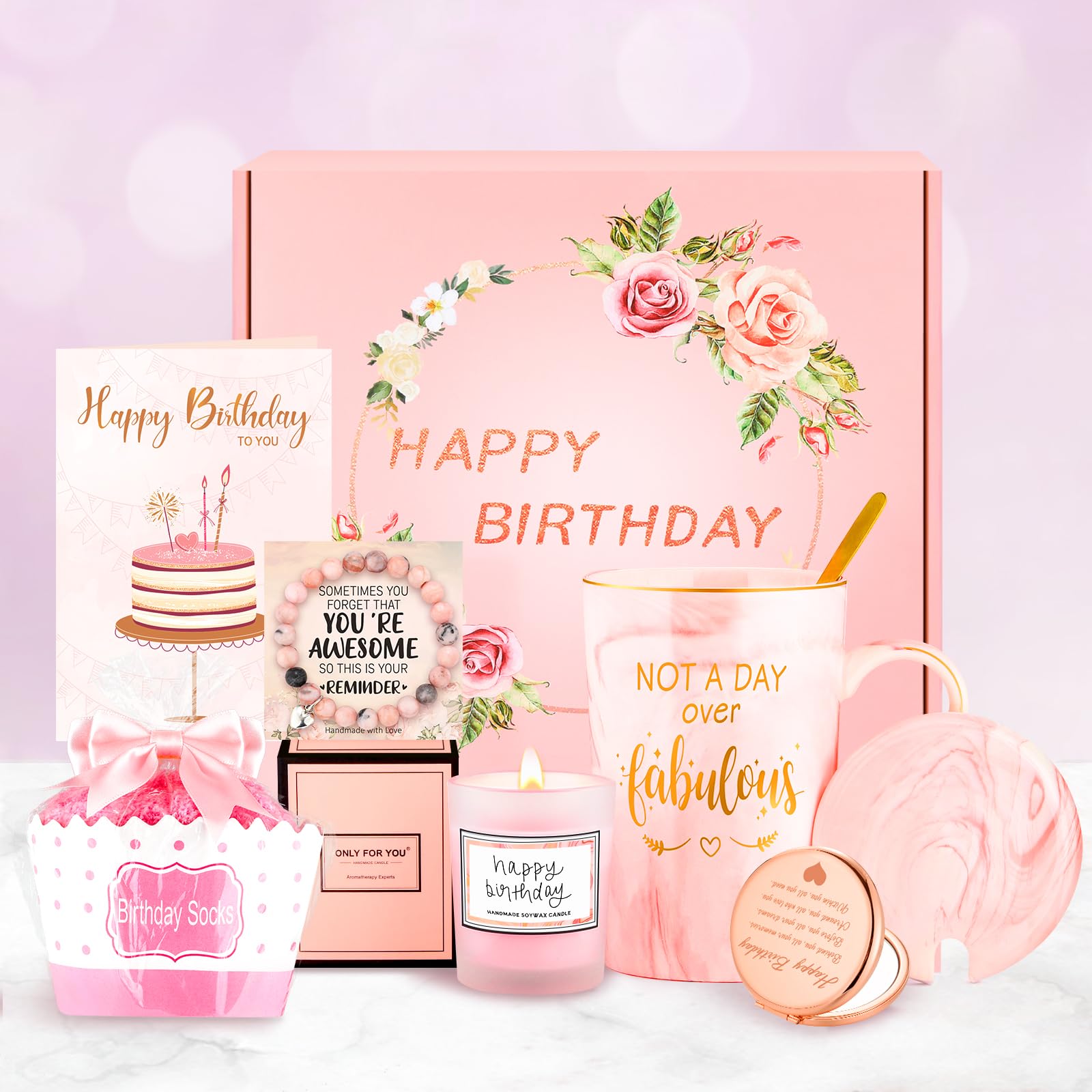 Birthday Gifts for Women Happy Birthday Gift Basket for Women Birthday Gifts Ideas Womens Gift for Birthday Box for Women Birthday Gifts for Friends Female Birthday Gift for Sister Coworker Her Bestie - The One Stop Deals