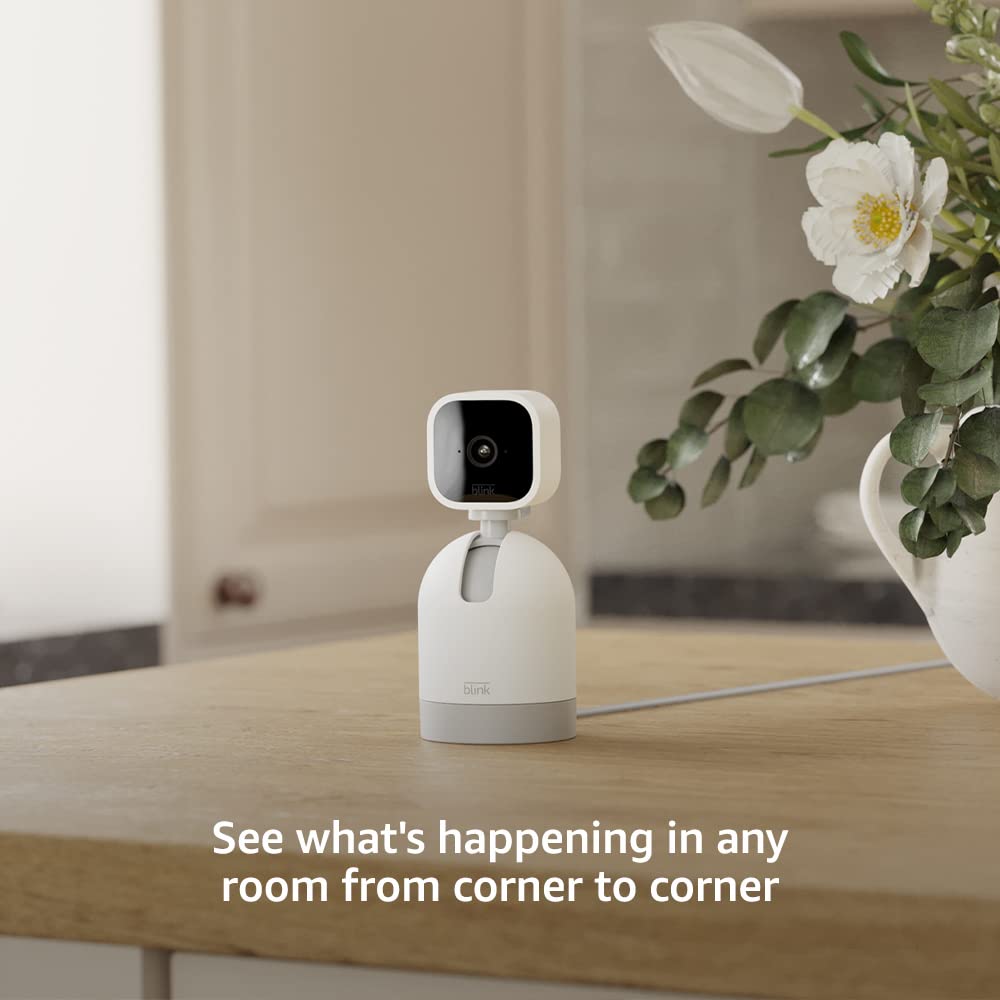 Blink Mini Pan - Tilt Camera (newest model), Rotating indoor plug - in smart security camera, two - way audio, HD video, motion detection, Works with Alexa (White) - The One Stop Deals