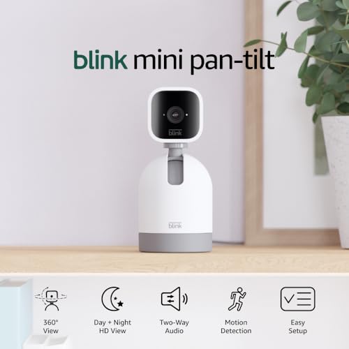 Blink Mini Pan - Tilt Camera (newest model), Rotating indoor plug - in smart security camera, two - way audio, HD video, motion detection, Works with Alexa (White) - The One Stop Deals