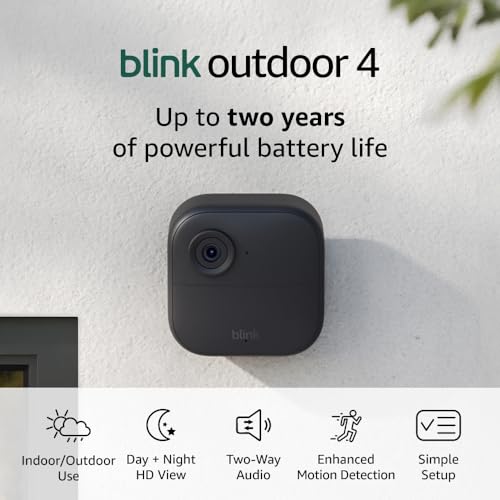 Blink Outdoor 4 (newest model), Wire - free smart security camera, two - year battery life, two - way audio, HD live view, enhanced motion detection, Works with Alexa – 3 camera system - The One Stop Deals