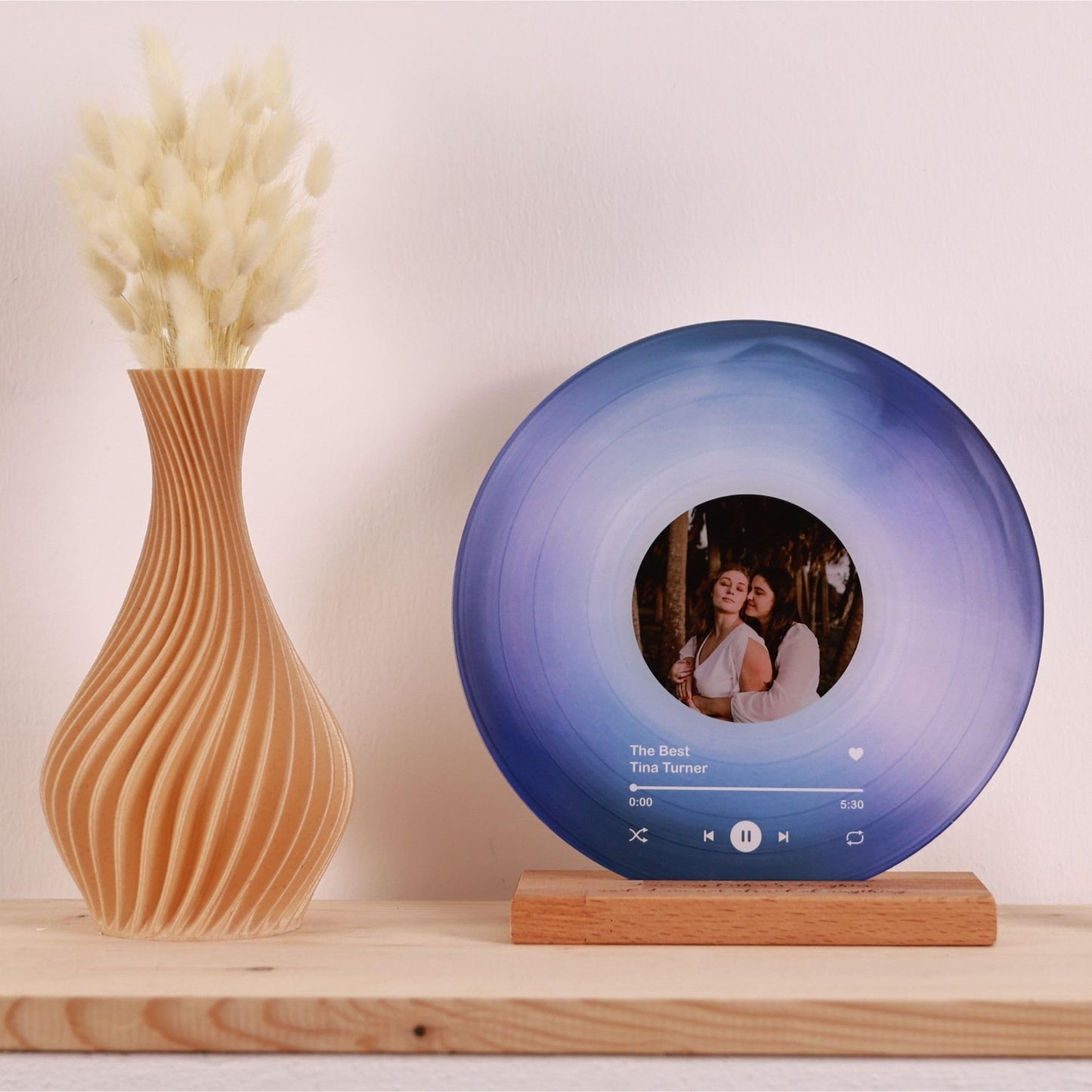 bonibom Personalized Vinyl Record with Photo - Custom Acrylic Song Plaque - Unique Gifts for Anniversary, Wedding, Birthday, Valentine’s Day - Decorative Music Home Decor for Couples PLQ0028 (Blue) - The One Stop Deals