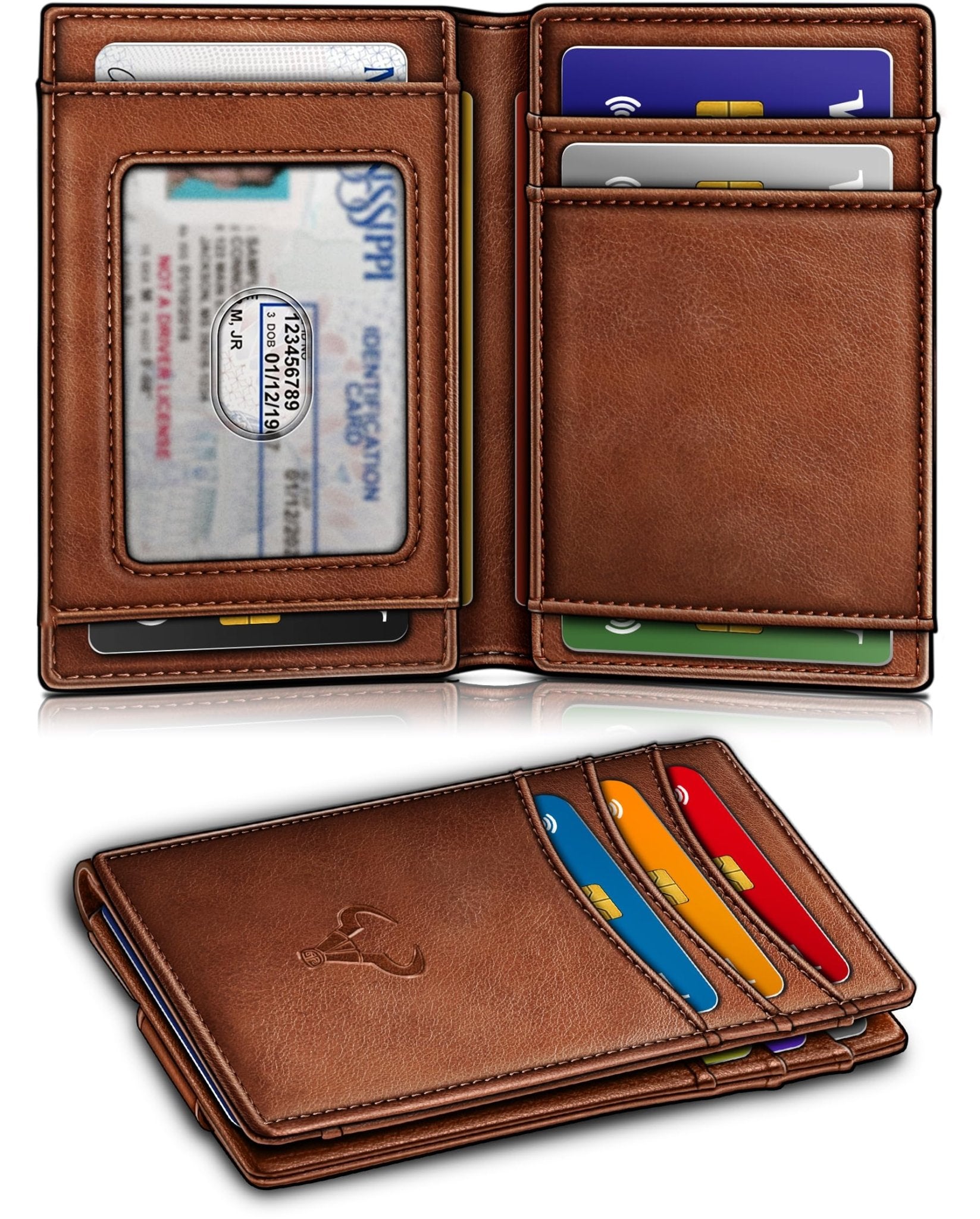 BULLIANT Magnetic Closure Slim Wallet - Genuine Leather Front Pocket Wallet for Men,RFID Blocking,Holds 12 Cards and Money Clip - The One Stop Deals