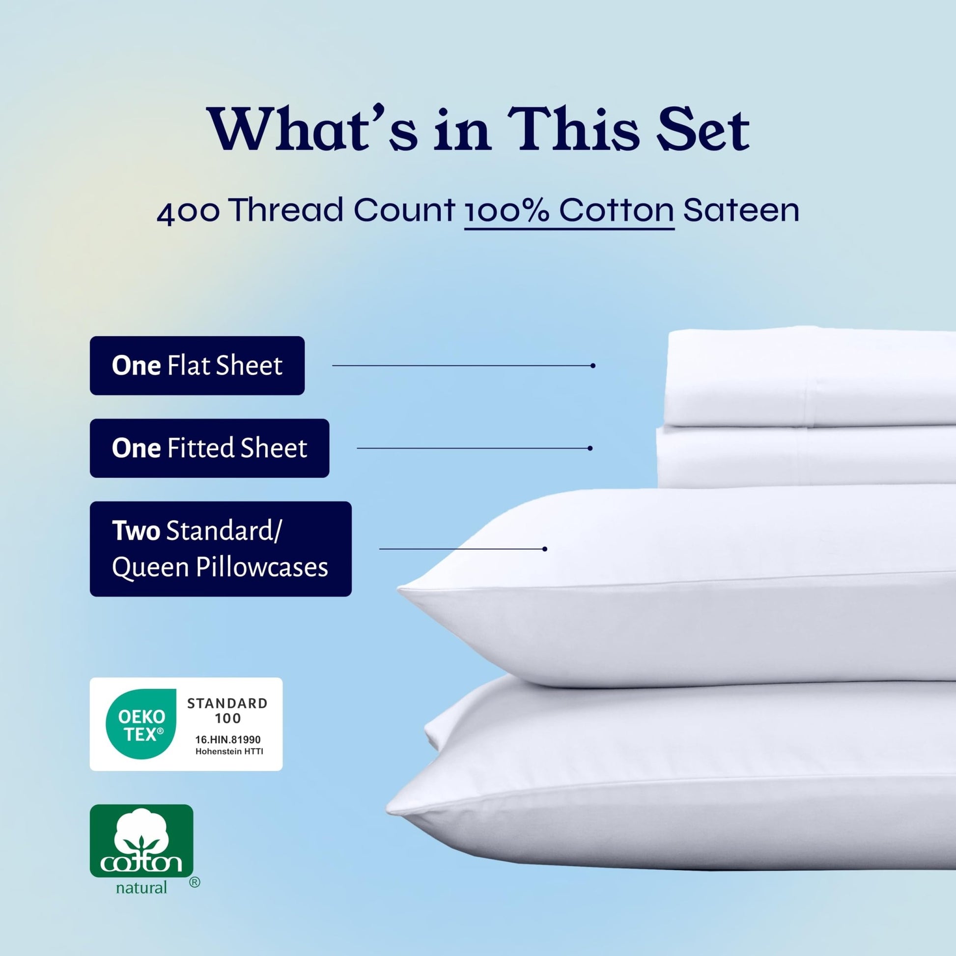 California Design Den 100% Cotton Sheets - 400 Thread Count Sateen Bed Sheets Queen Size Bed Set with Deep Pockets, Cool and Durable Bedding Set - White - The One Stop Deals