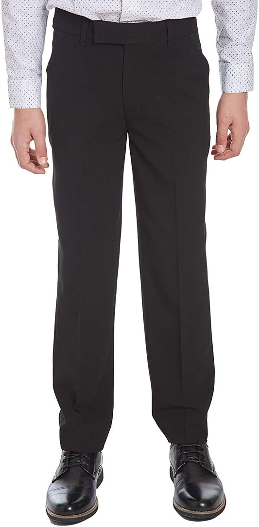 Calvin Klein Boys Flat - Front Bi - Stretch Dress Pant, Straight Leg Fit & Hemmed Bottom, Belt Loops & Functional Front Pockets, Black, 16 - The One Stop Deals