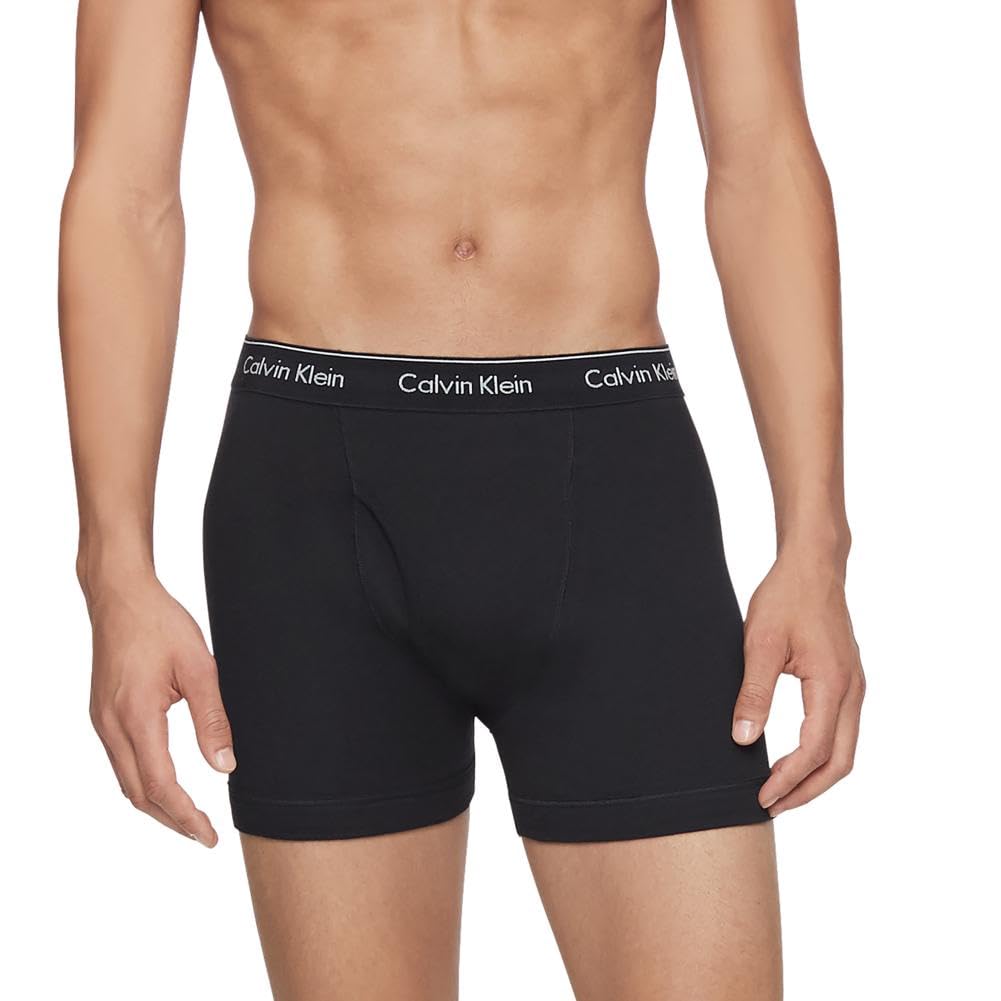 Calvin Klein Men's Cotton Classics 3 - pack Boxer Brief, 3 Black, Medium - The One Stop Deals