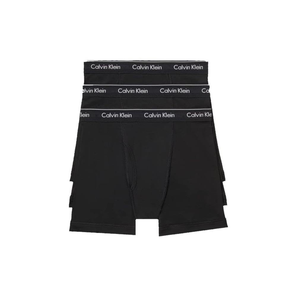 Calvin Klein Men's Cotton Classics 3 - pack Boxer Brief, 3 Black, Medium - The One Stop Deals